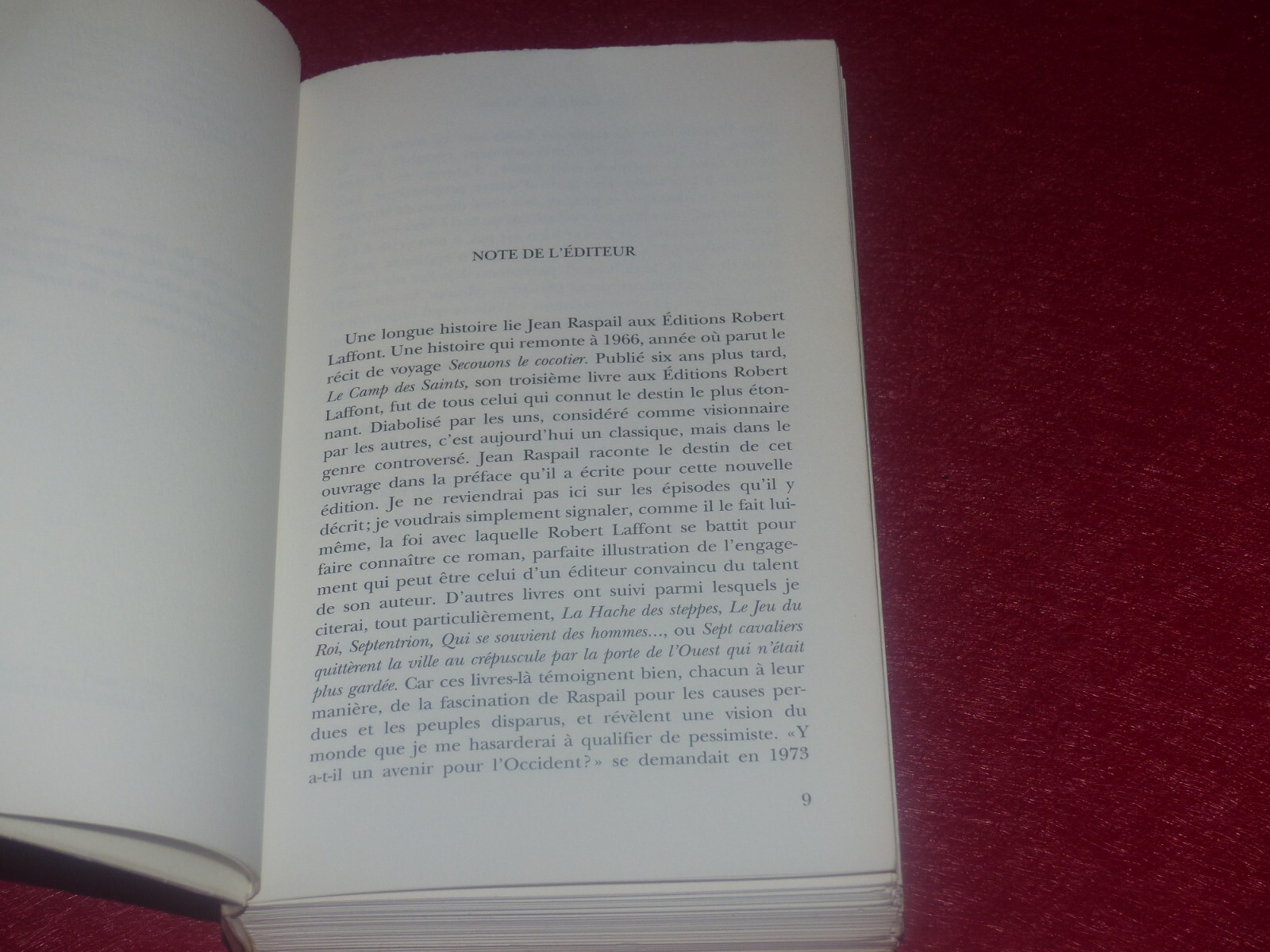 JEAN RASPAIL – LE CAMP DES SAINTS EO 2011 avec Préface « Big Other » 1/85 de tête