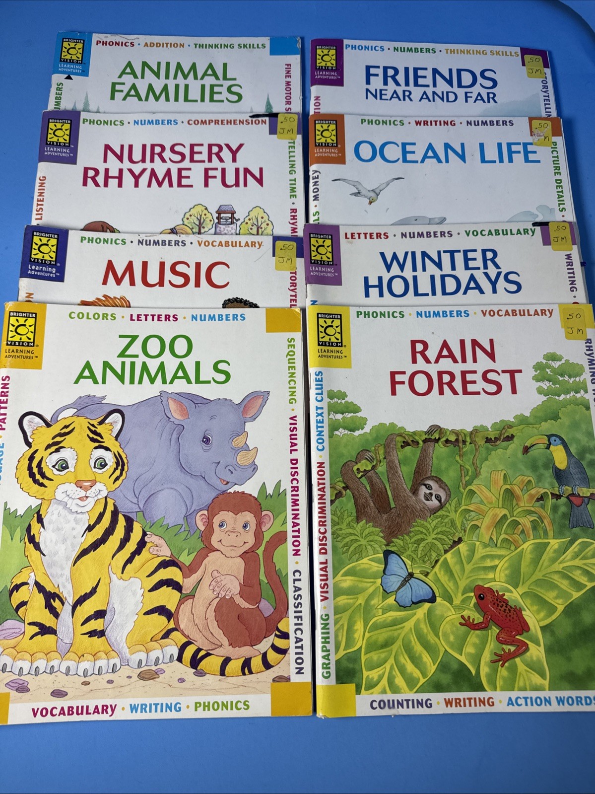 VTG Lot of 8 Homeschooling Workbooks Phonics Math Geography Brighter Vision