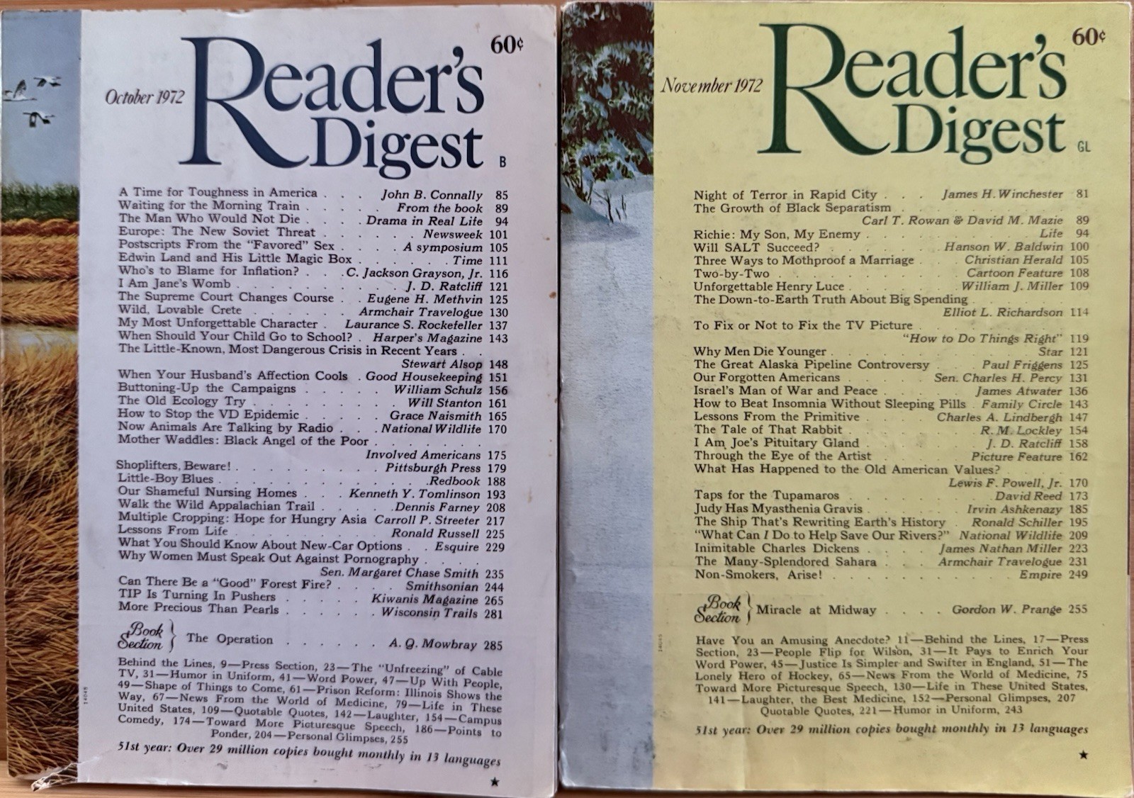 1972 October November 2 READER&rsquo;S DIGEST MAGAZINE Vintage Retro Timeless Shorts