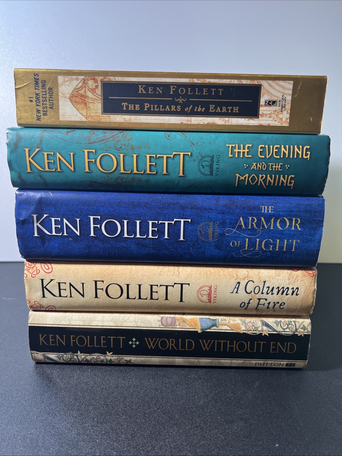 The Kingsbridge Saga by Ken Follett: 5 Book Set Including Armor of Light HC/PB