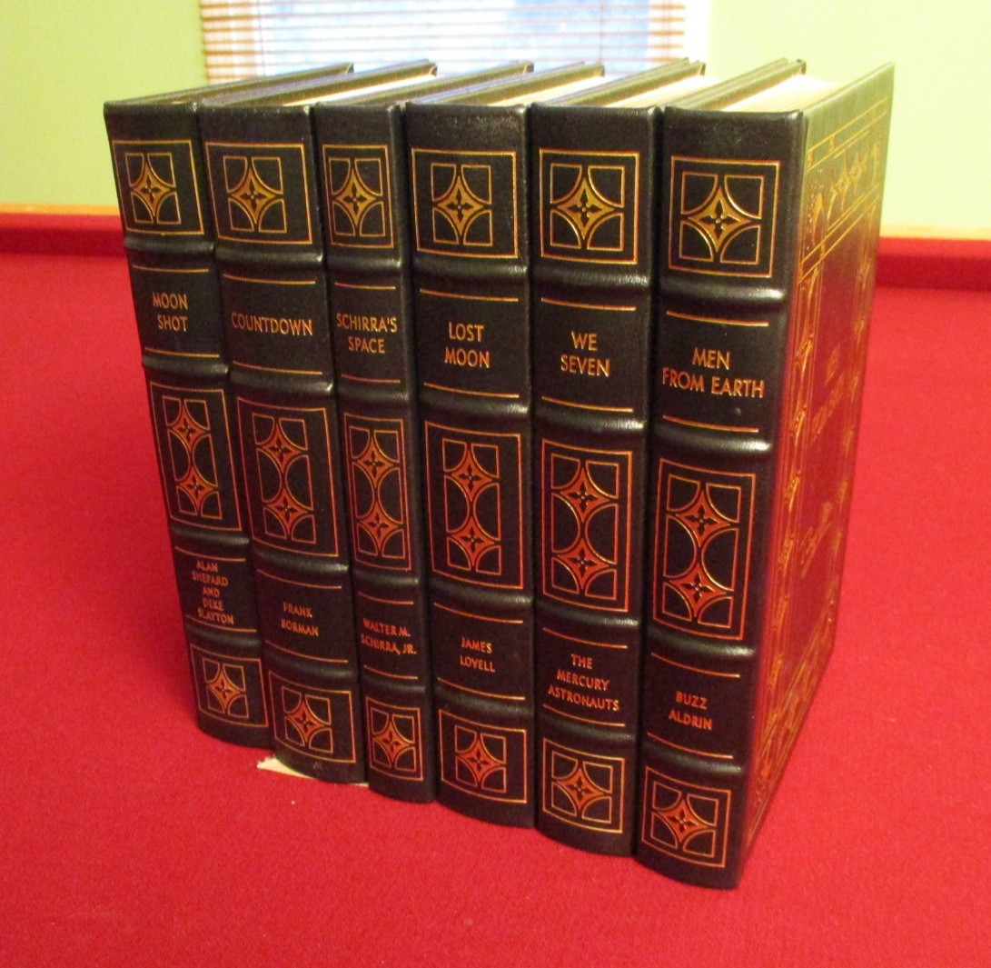 SIGNED ~ Six-Volume Mercury Astronaut Easton Press Leather-Bound Set w/COA