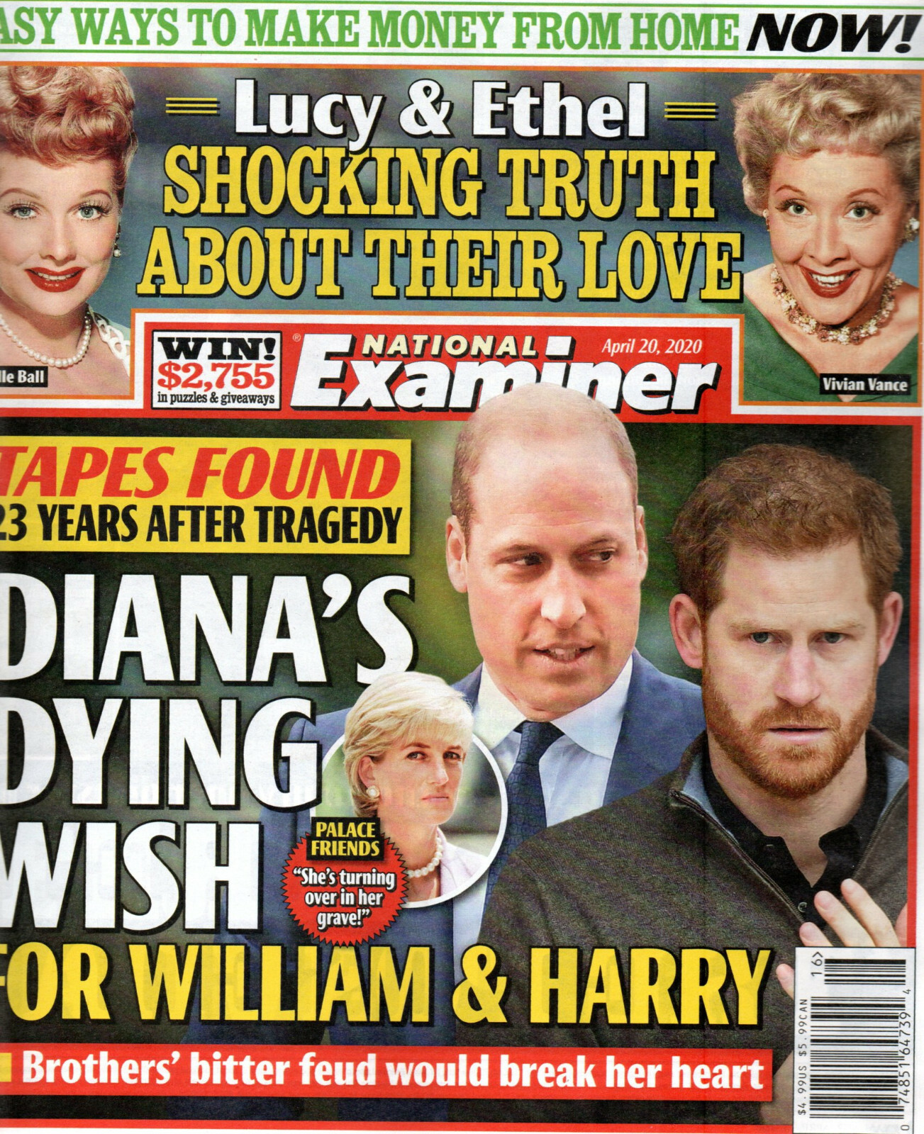 National Examiner April 20 2020 Princess Diana Prince William Harry Lucille Ball