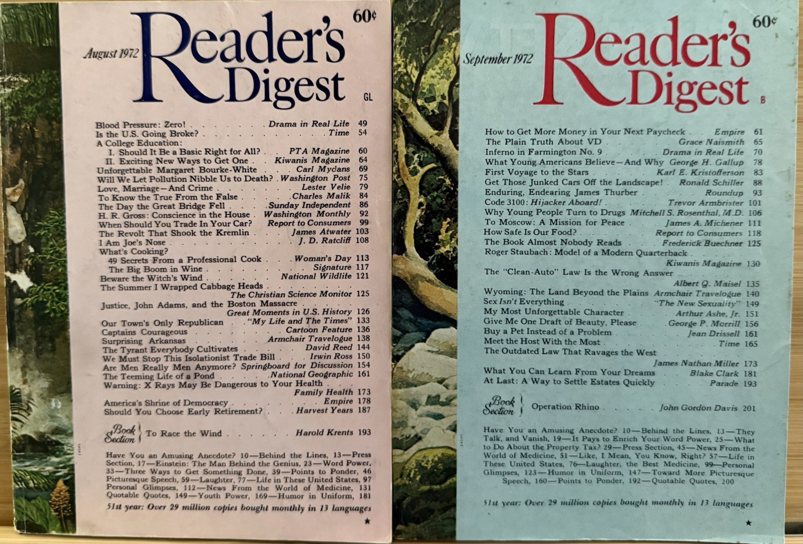 1972 August September 2 READER&rsquo;S DIGEST MAGAZINE Vintage Retro Timeless Shorts