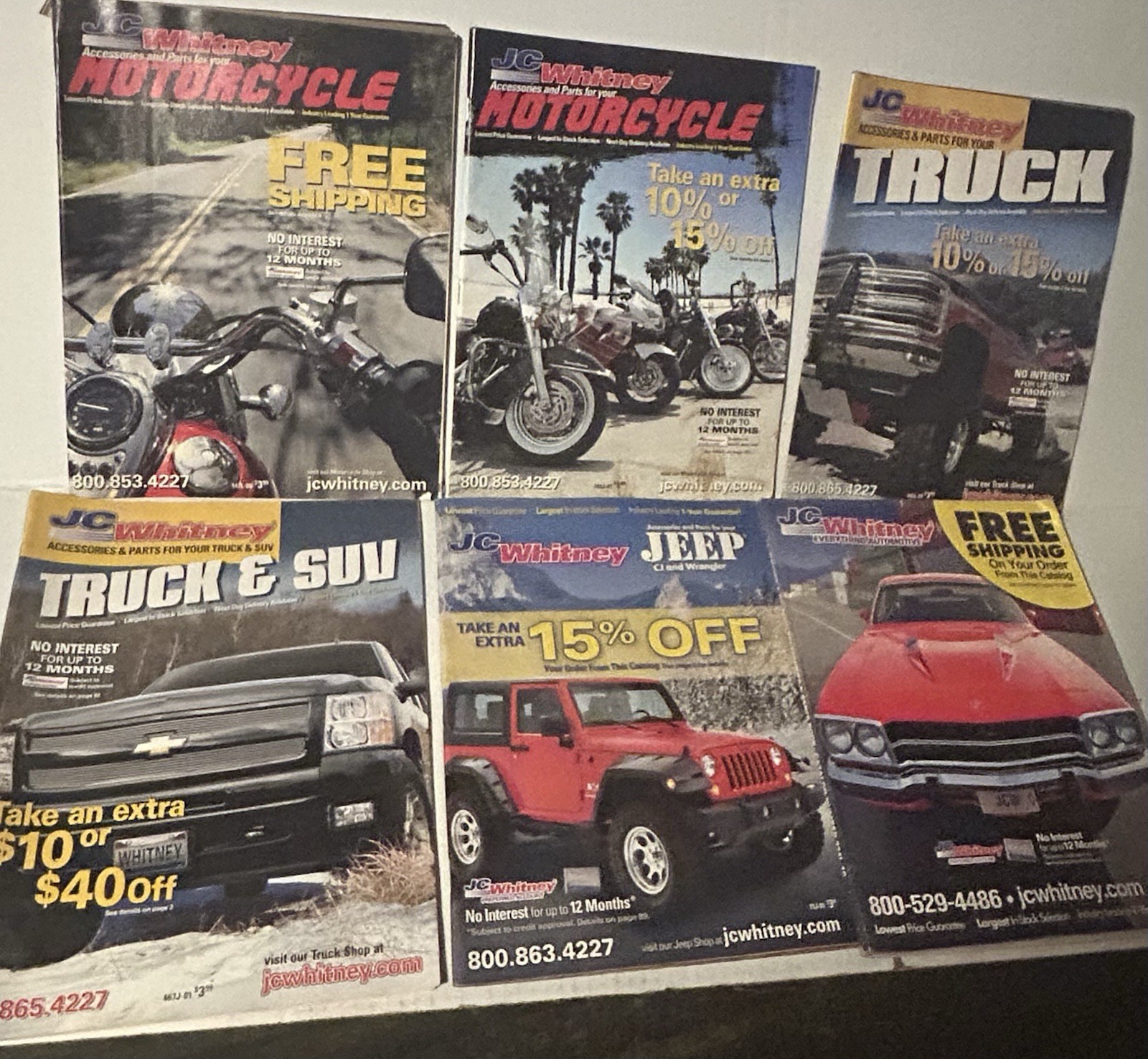 6 JC WHITNEY MAIL ORDER CATALOGS 2000&rsquo;S ERA•Motorcycle Truck Jeep•EUC