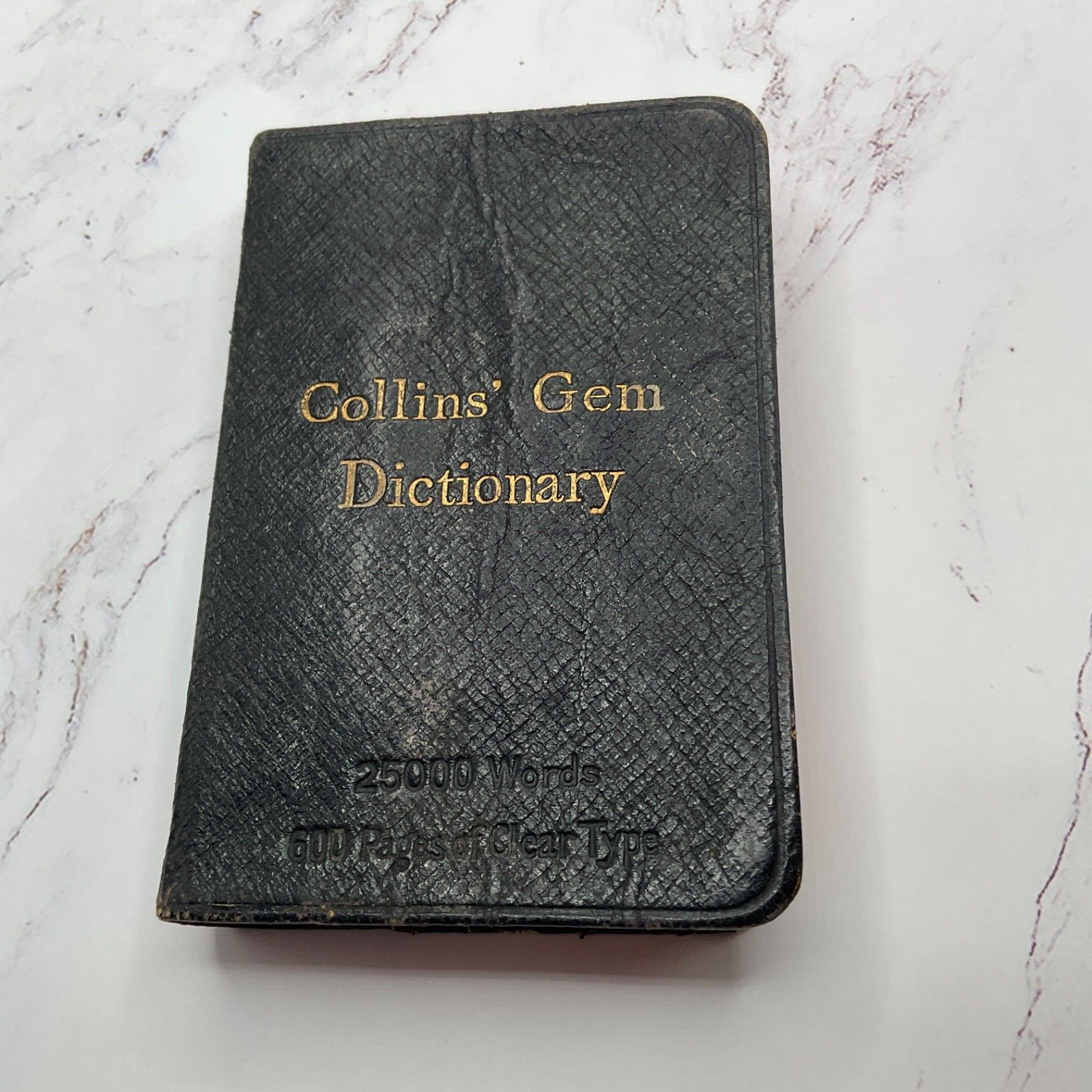 Collins Gem Dictionary 1910 antique small pocket book 25,000 words 600 pages