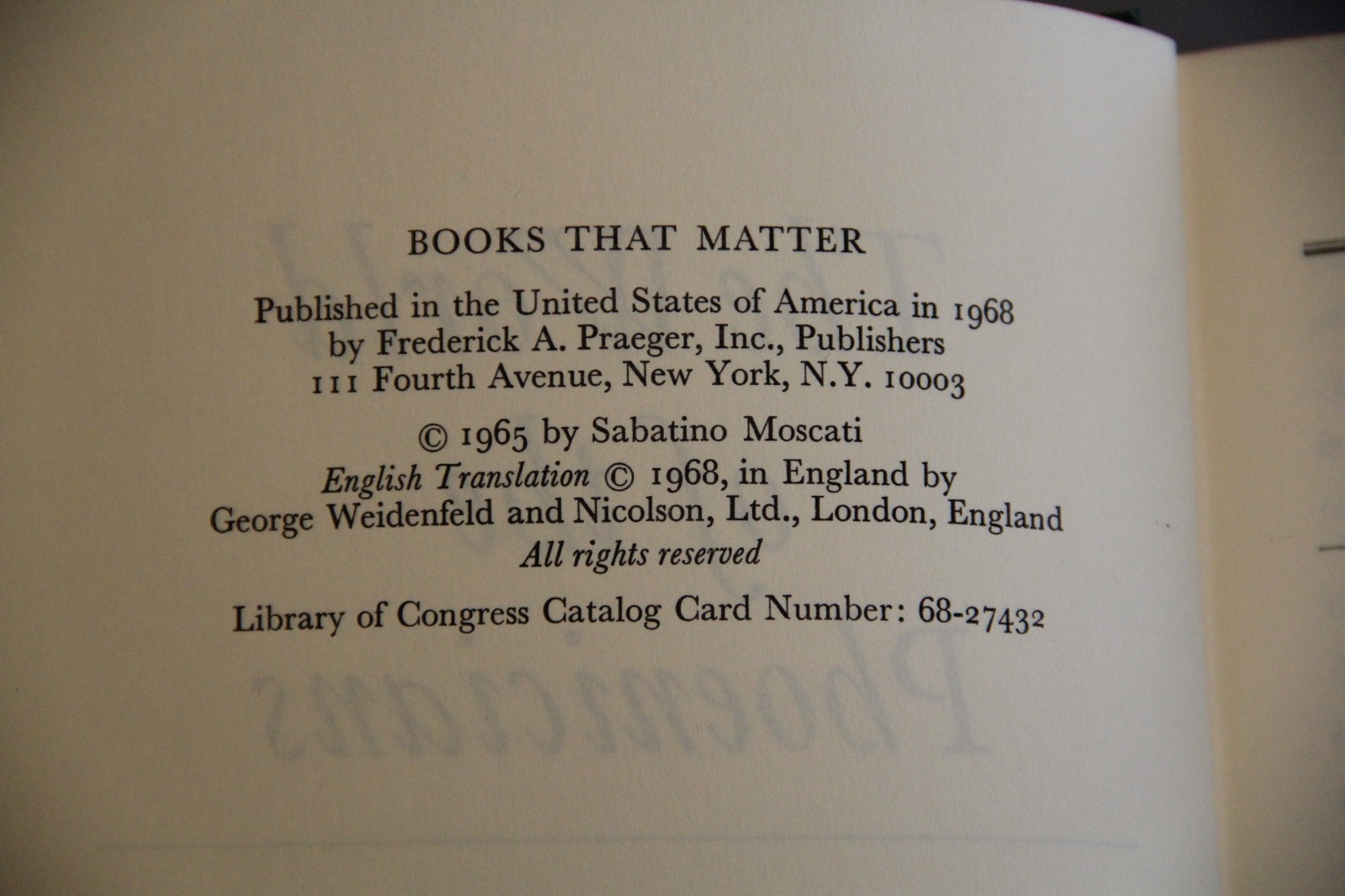 The World of the Phoenicians, Sabatino Moscati, 1st ed., HB, DJ, illus., 1968