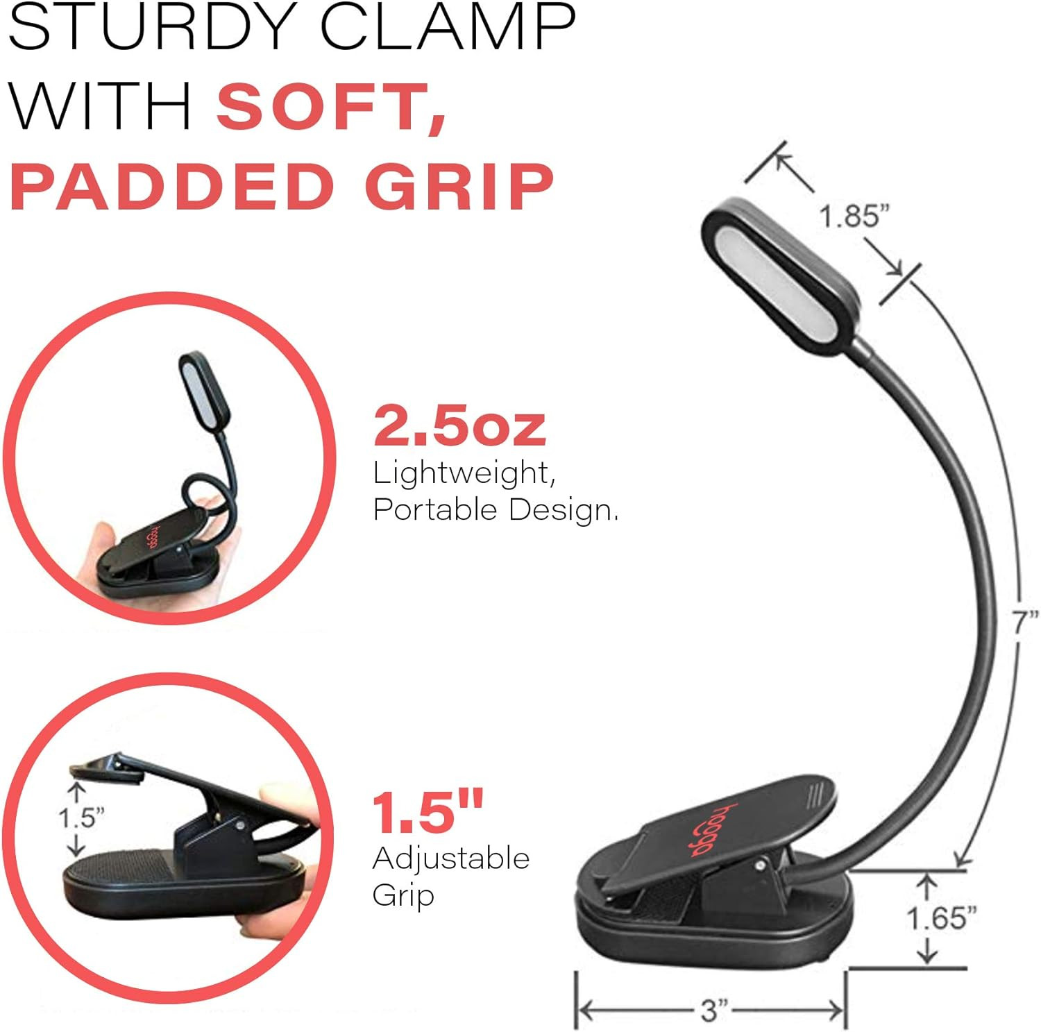 Hooga Amber Book Light, Rechargeable Clip-On Blue Light Blocking LED Reading Lig