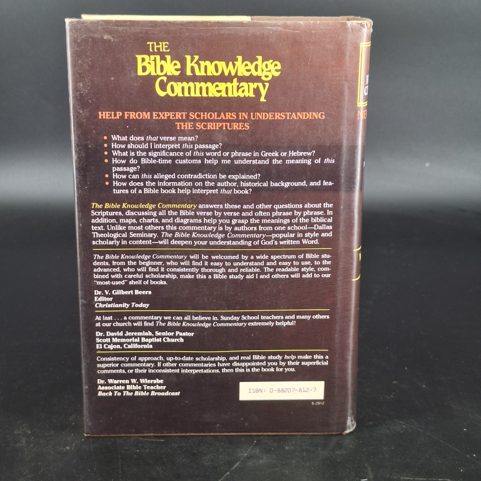 The Bible Knowledge Commentary New Testament By John Walvoord & Roy B. Zuck VG