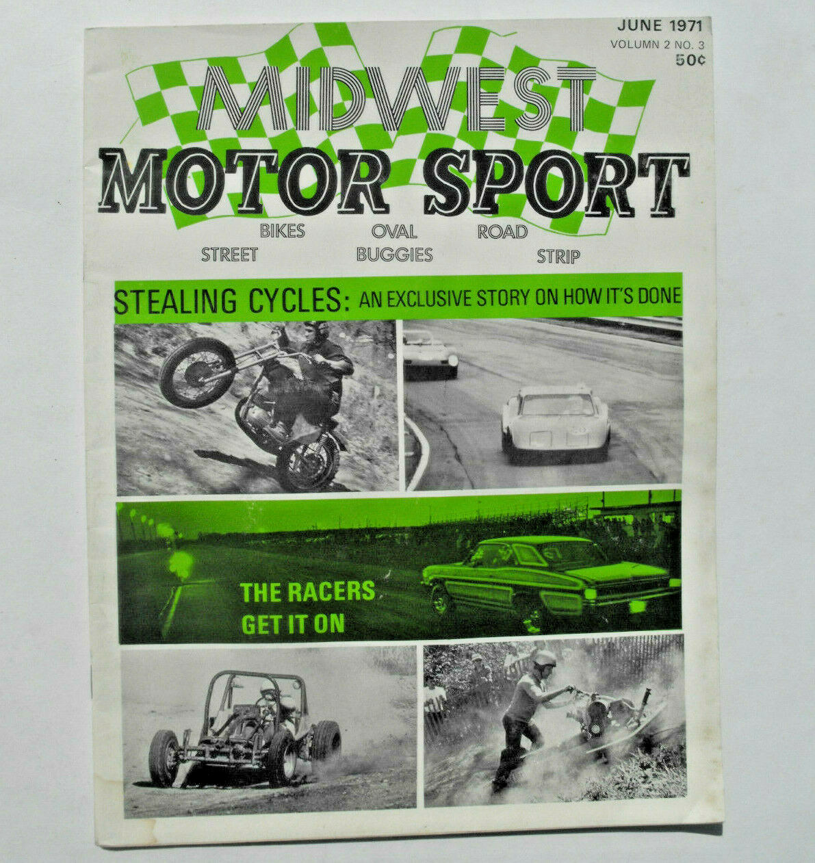 MIDWEST MOTOR SPORTS MAGAZINE JUNE 1971 STREET STRIP OVAL ROAD BIKES BUGGIES.