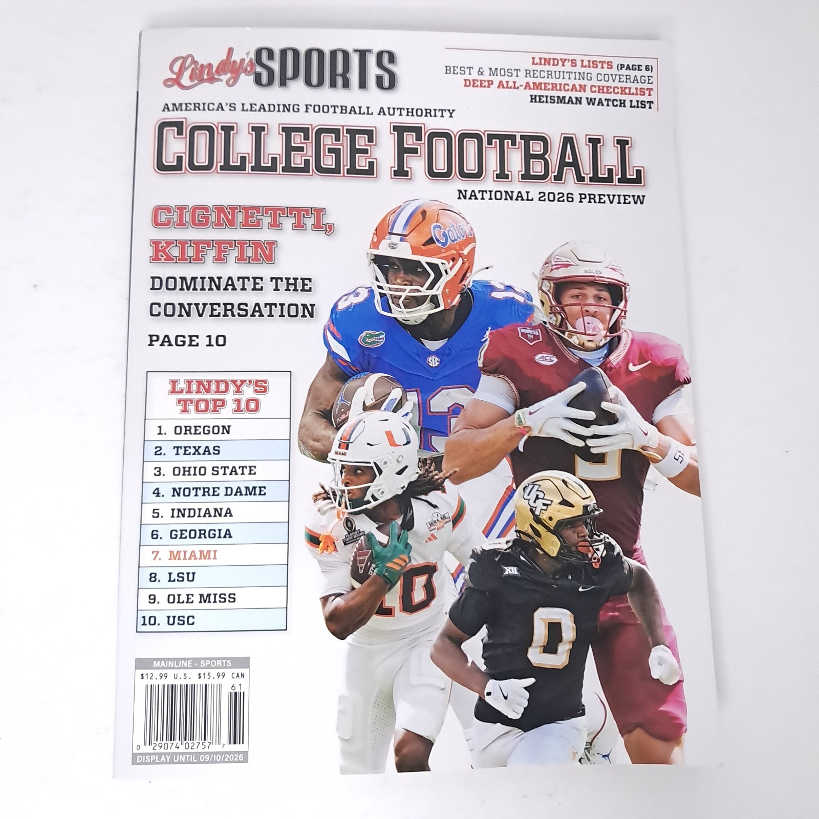 2026 COLLEGE FOOTBALL PREVIEW Special Edition LINDY&rsquo;S SPORTS GATORS Miami NATION