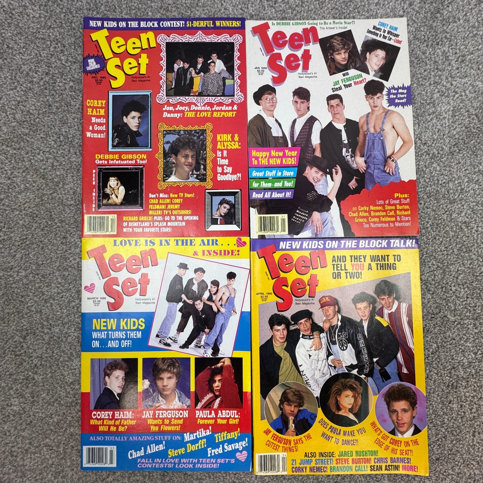 4 Teen Set Magazines December 1989 – April 1990 NKOTB Corey Haim & Jay Ferguson