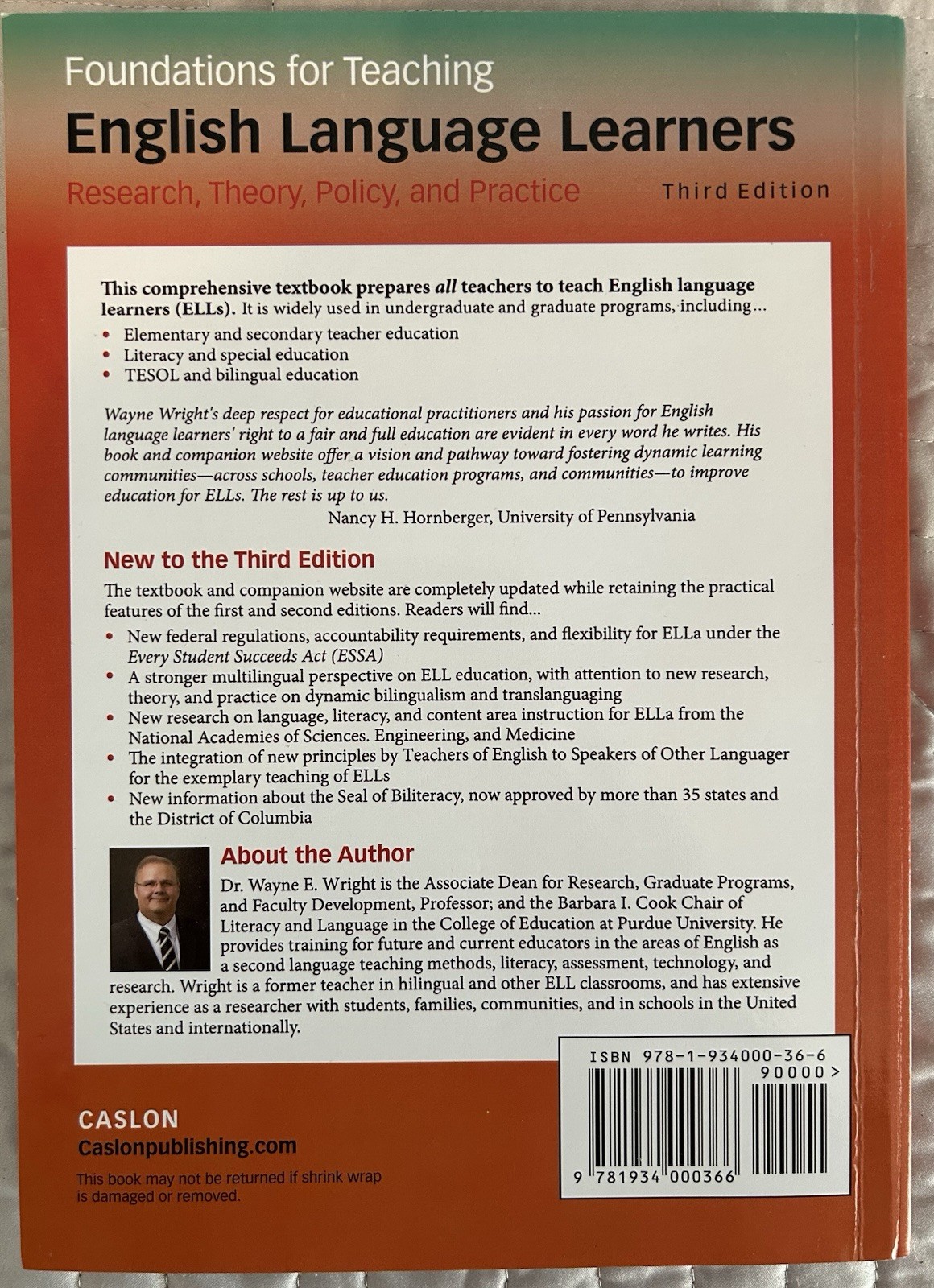 Foundations For Teaching English Language Learners by Wayne E Wright 3rd Edition