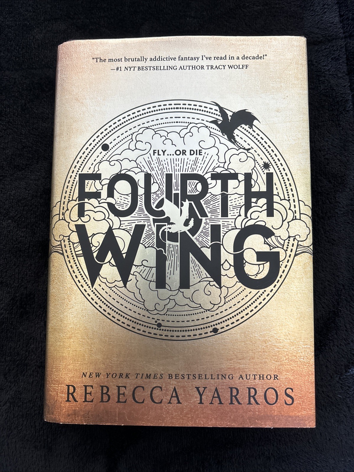 1st Edition Fourth Wing Hardcover HCDJ by Yarros Rebecca Fine NM 12th Printing