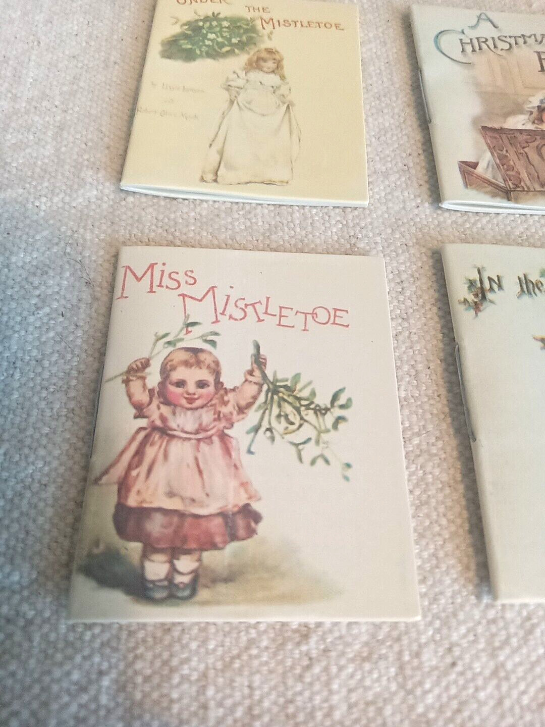 Miniature Christmas 5 Book Set Old Fashioned With Case 1983 Repro Set Vintage