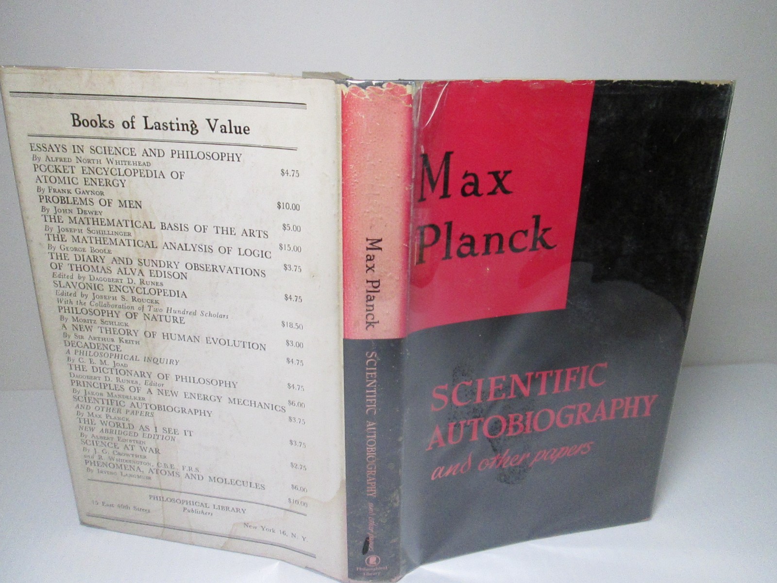 MAX PLANCK Scientific Autobiography & Other Papers 1949 1st/1st Edition Physics