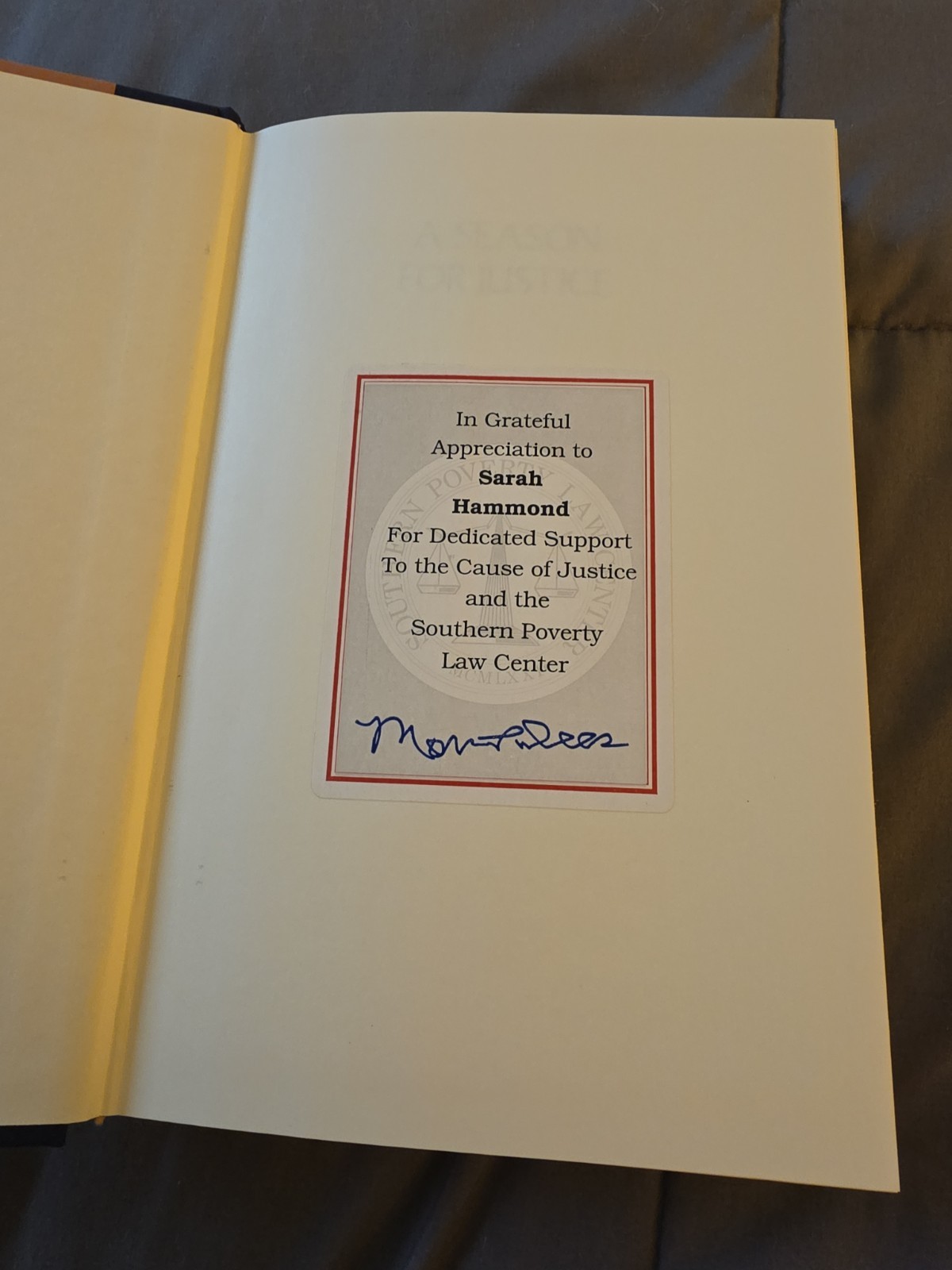 MORRIS DEES Signed Book(« A SEASON FOR JUSTICE »-1991 First Edition Hardback)