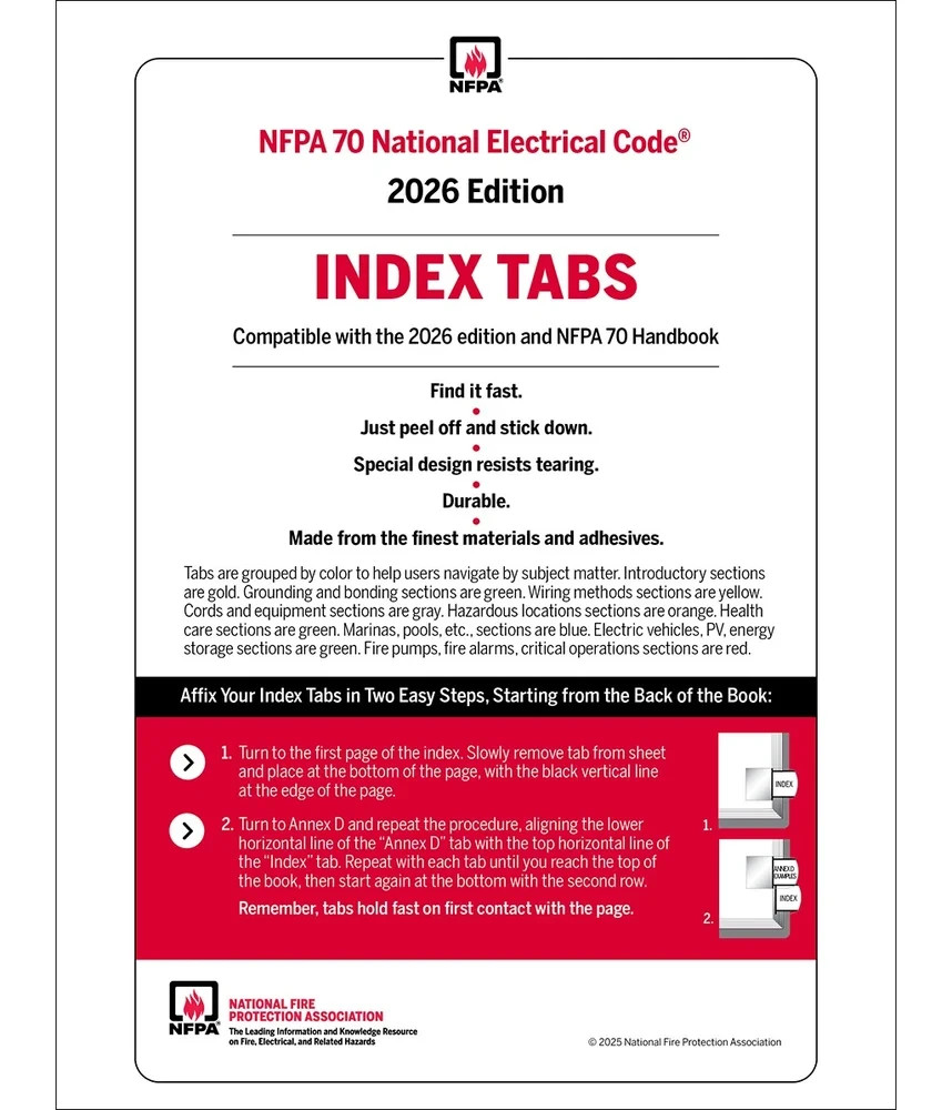 NFPA 70, National Electrical Code (NEC) Handbook 2026 Hardcover + Index tabs