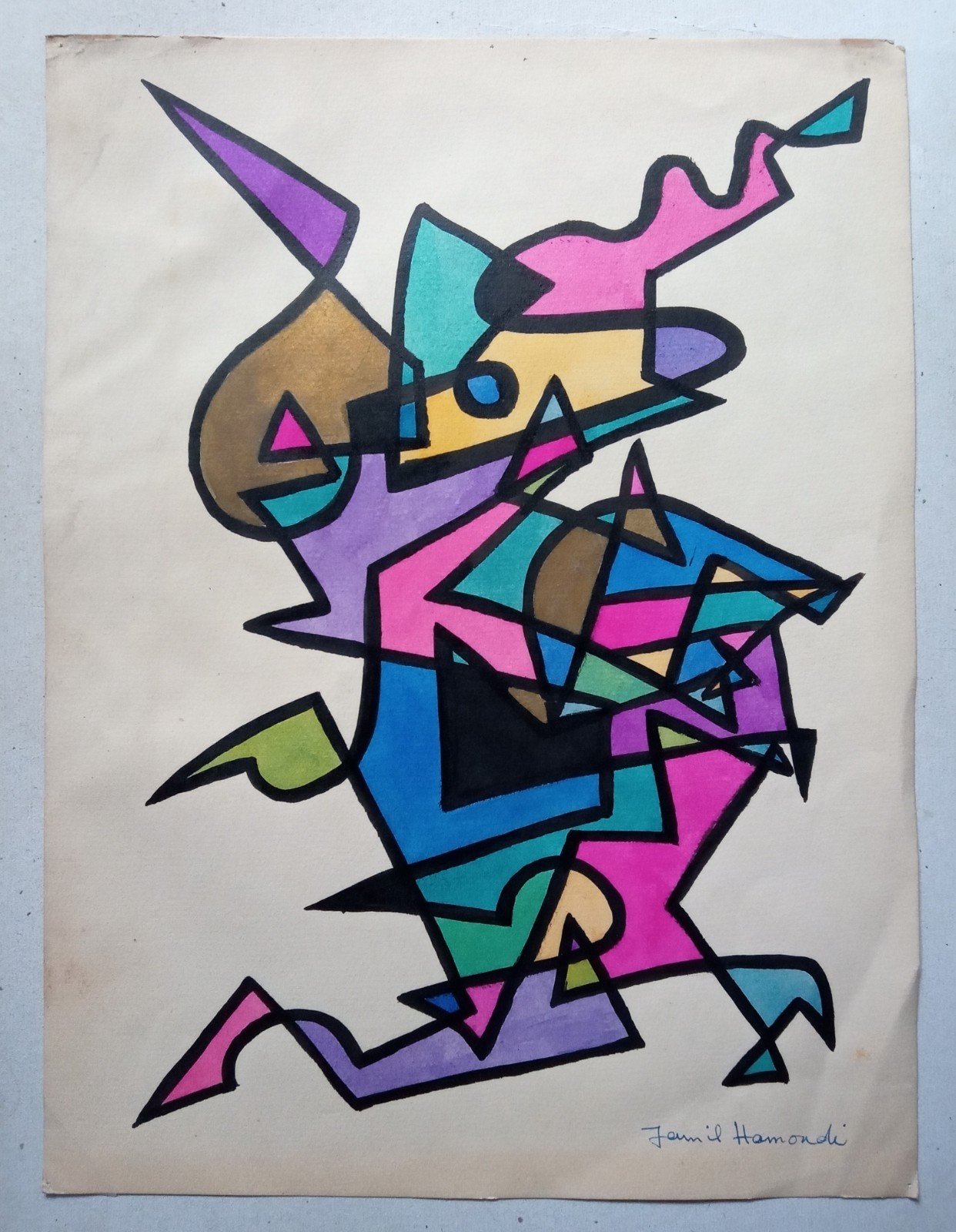 Hamoudi, Jamil – Dibujo en tinta y acuarela – 31 x 23 cm – SIGNED