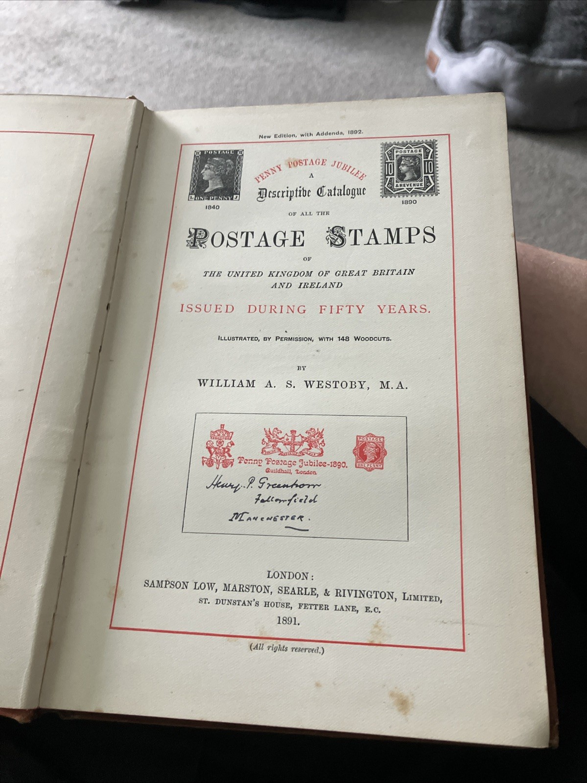 Postage Stamps of the United Kingdom 1840-1890 by William A S Westoby 1891 h/b