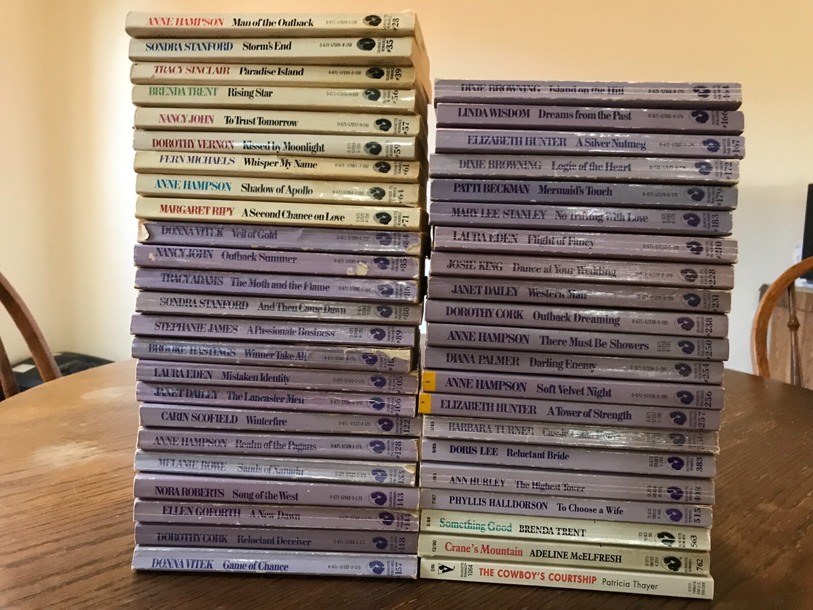 45 Silhouette Romance Novels (Listed by Number, Title & Author)