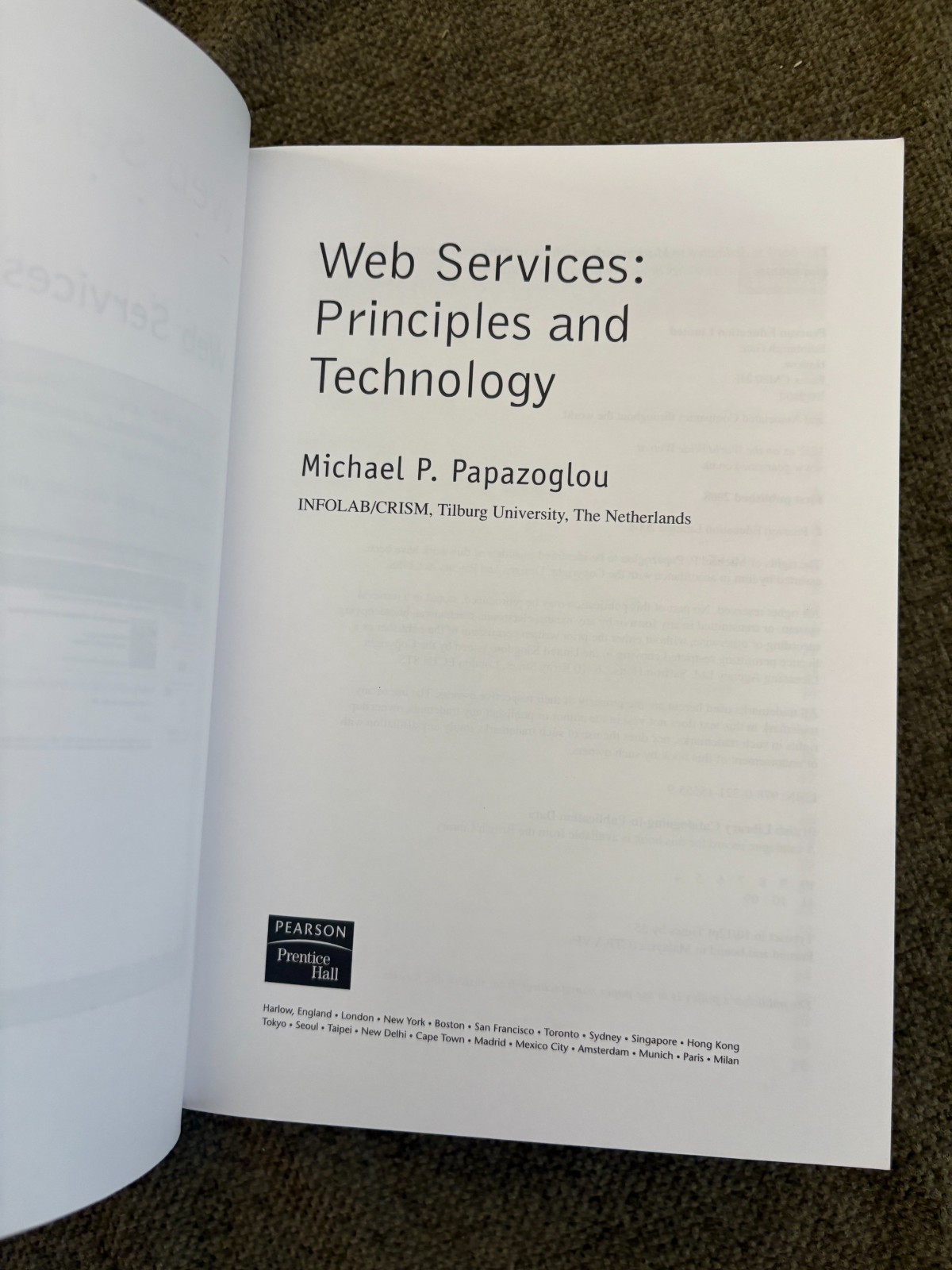 📘 Web Services: Principles & Technology Papazoglou (2007 Prentice Hall) 📬