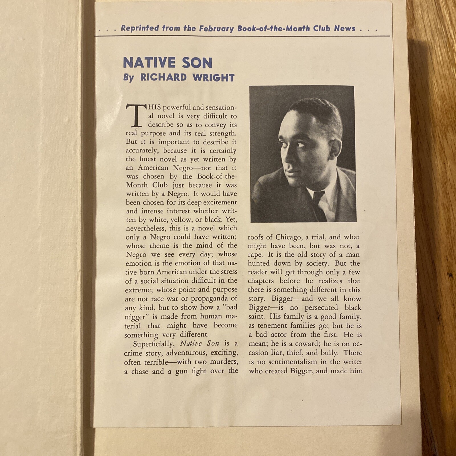 Native Son by Richard Wright 1940 1st Edition 2nd printing Harper & Brothers