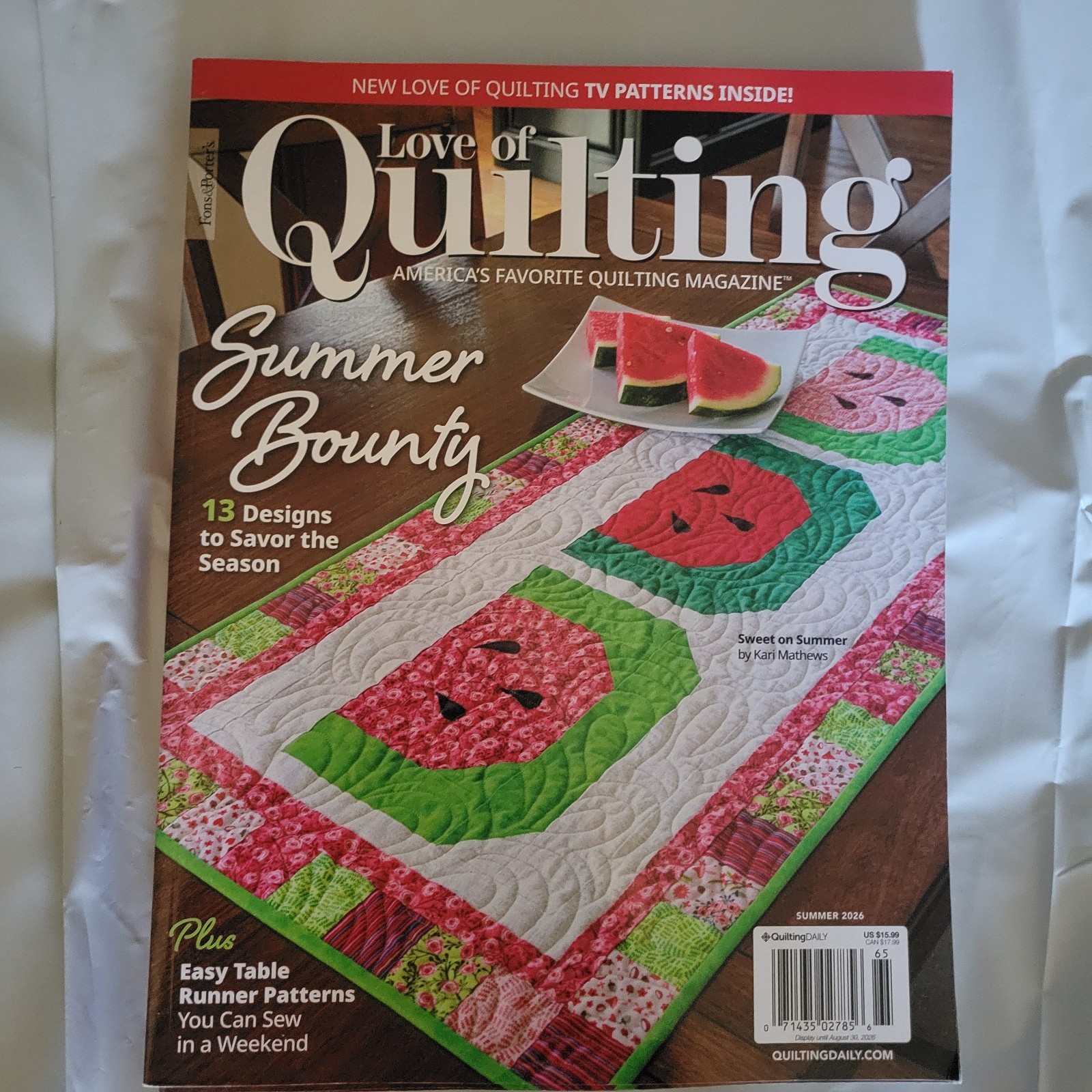 LOVE OF QUILTING MAGAZINE Summer 2026 ~ Summer Bounty ~ 13 Designs ~ TV Patterns
