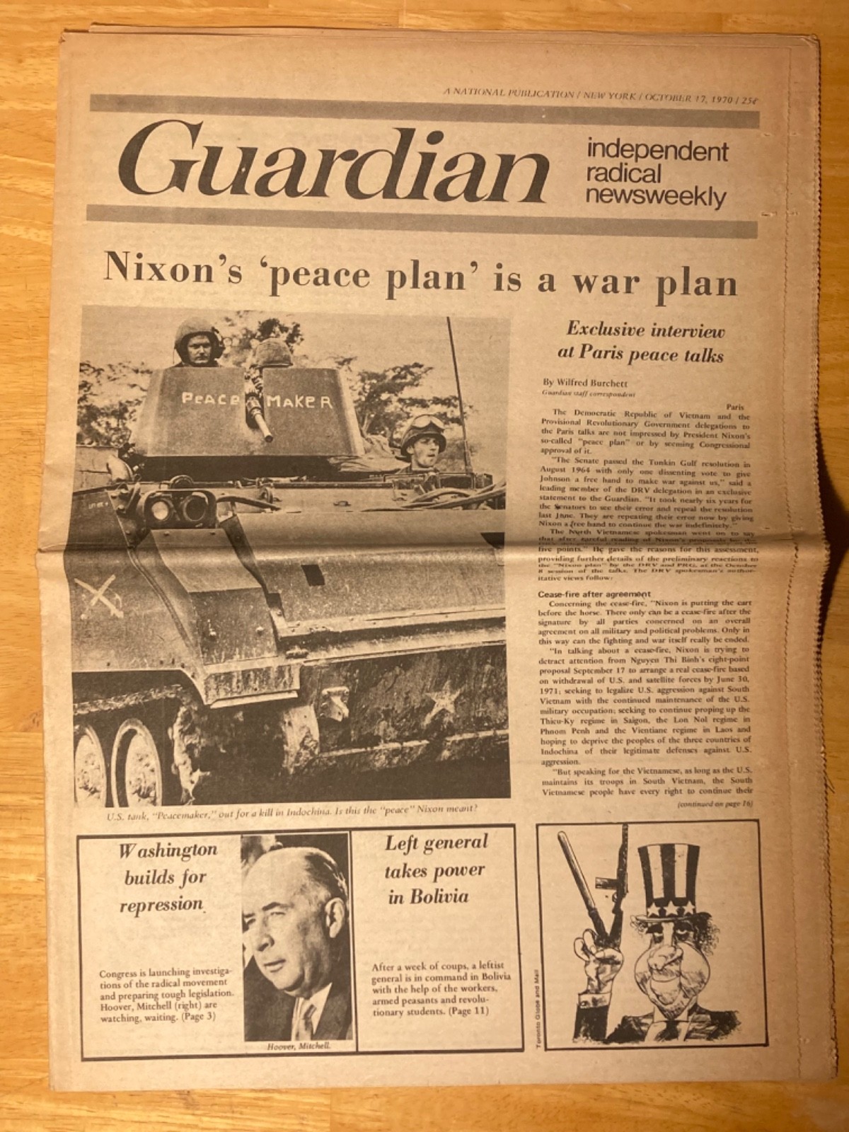 10/17/1970 Guardian Independent Radical News – Nixon&rsquo;s « Peace Plan » Anti-War