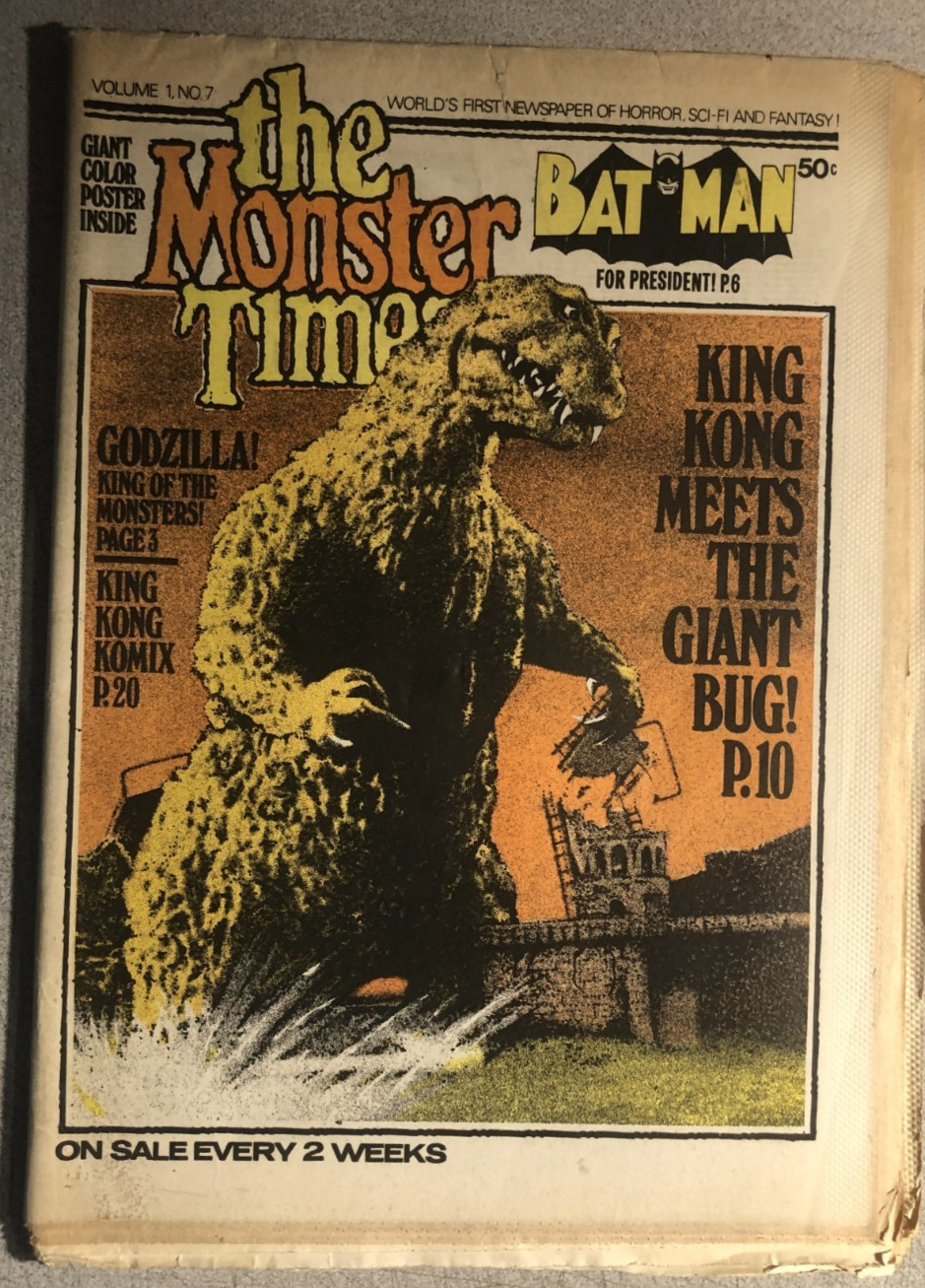 THE MONSTER TIMES #7 (1972) Horror SF Fantasy newspaper (w/poster) FINE-