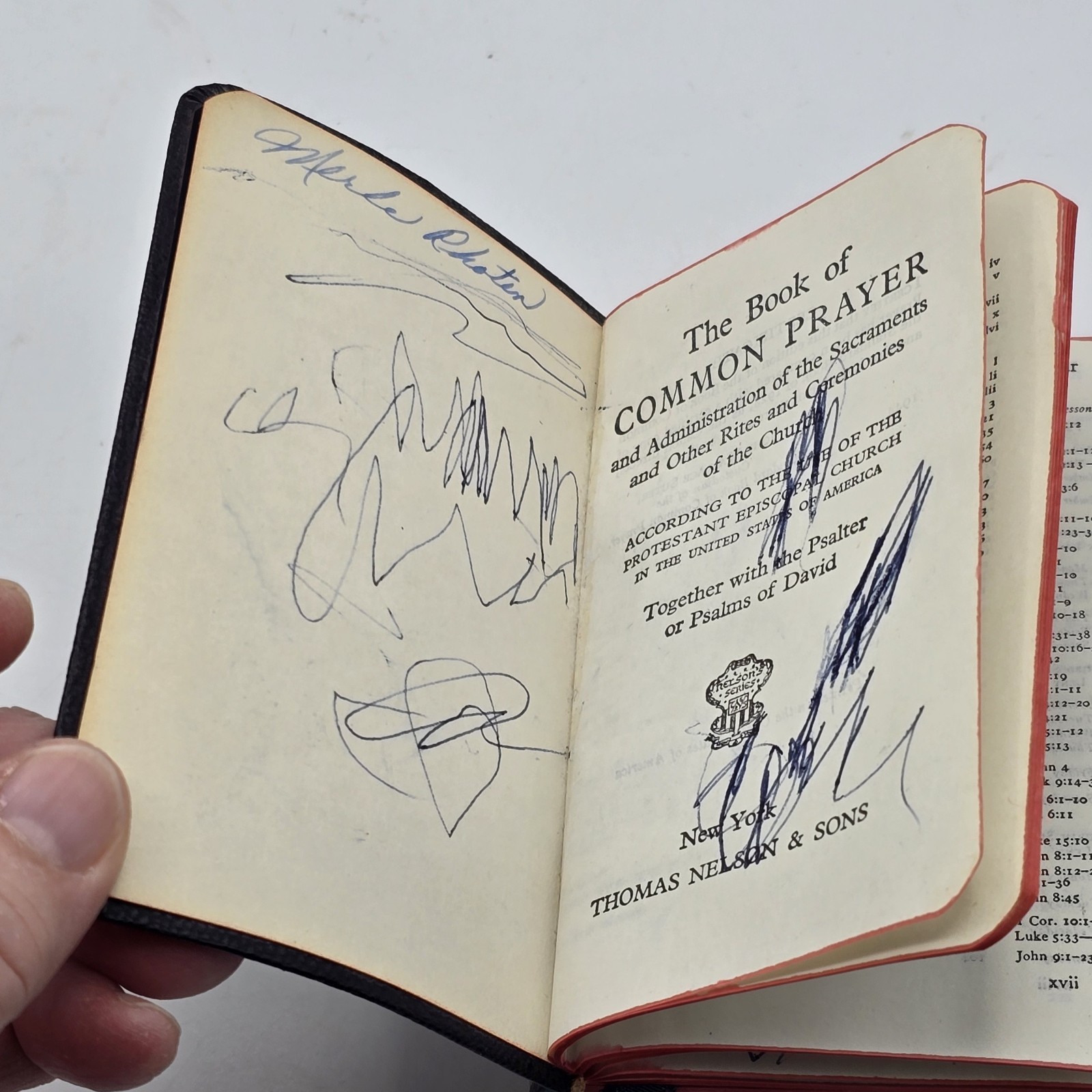 Common Prayer 1944 Nelson & Sons Small Pocket size 3×4.5 in – scribbled on pages