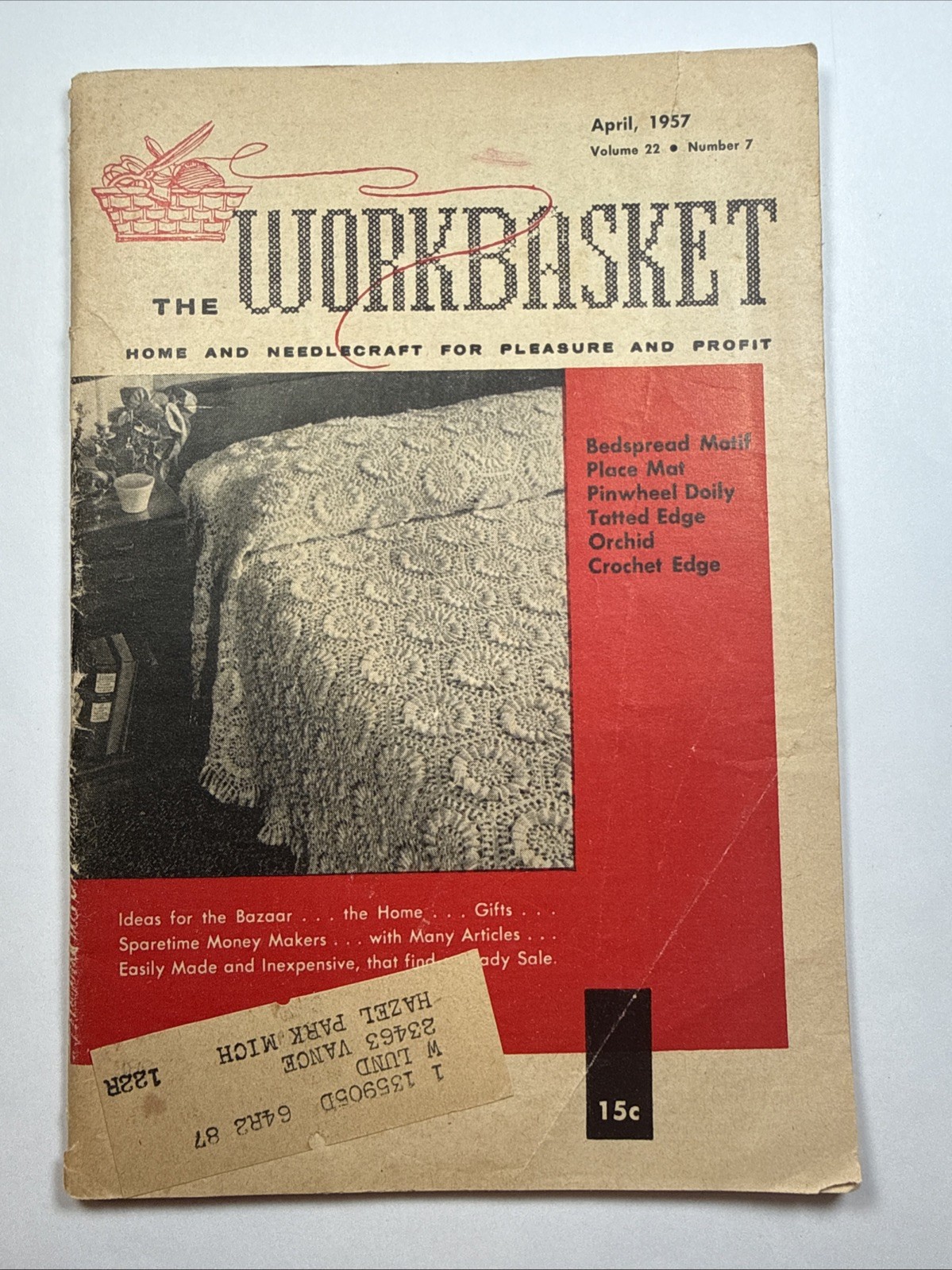 Vintage The Workbasket Magazine – April 1957 – Volume 22 – Number 7
