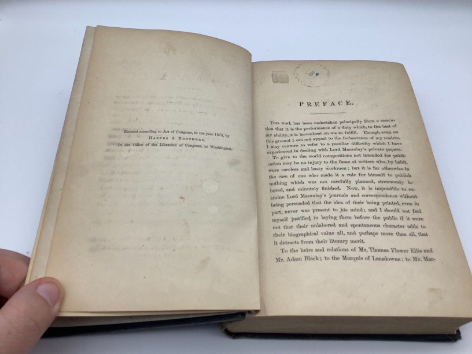 Life and Letters of Lord Macaulay-1876, Oakland Free Library 416 Pages Hardcover