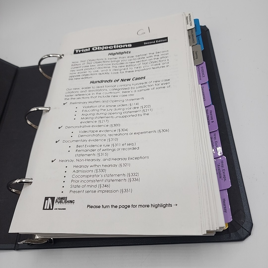 Trial Objections Second Edition – Mark A. Dombroff – Ringbound & Tabbed 1995