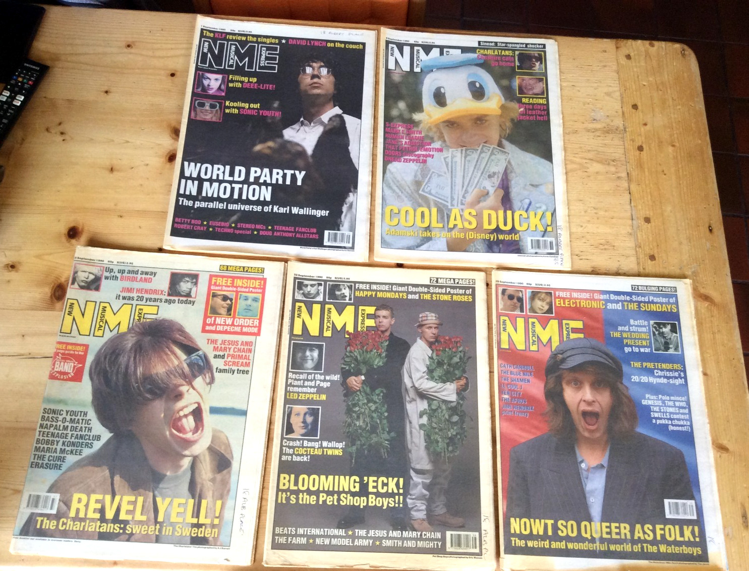 NME. New Musical Express Magazines. September 1990. 5 issues Three with Posters