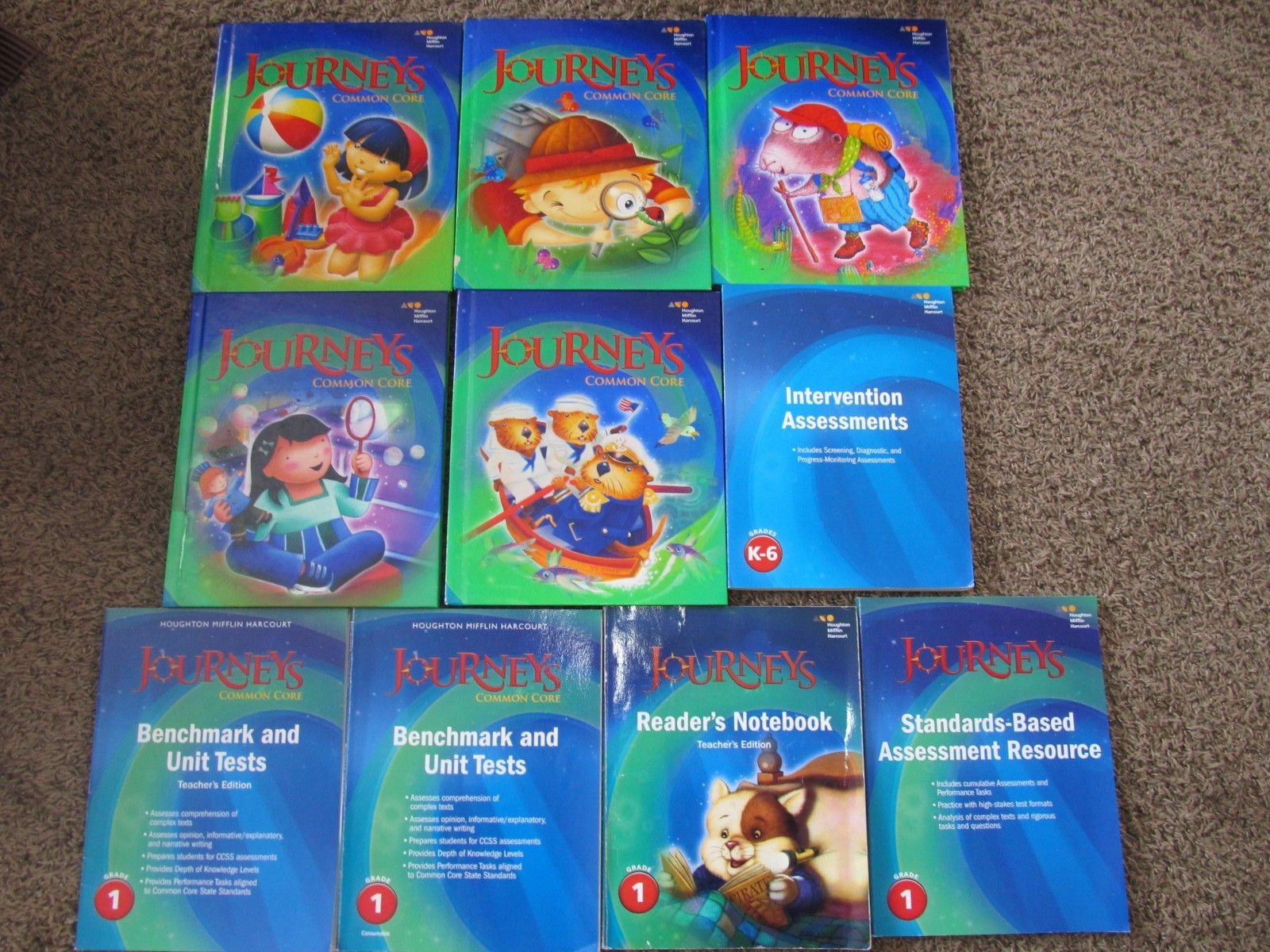 Houghton Mifflin JOURNEYS 1st Grade 1 Textbooks 1.2-1.6 & Resources Assessment +