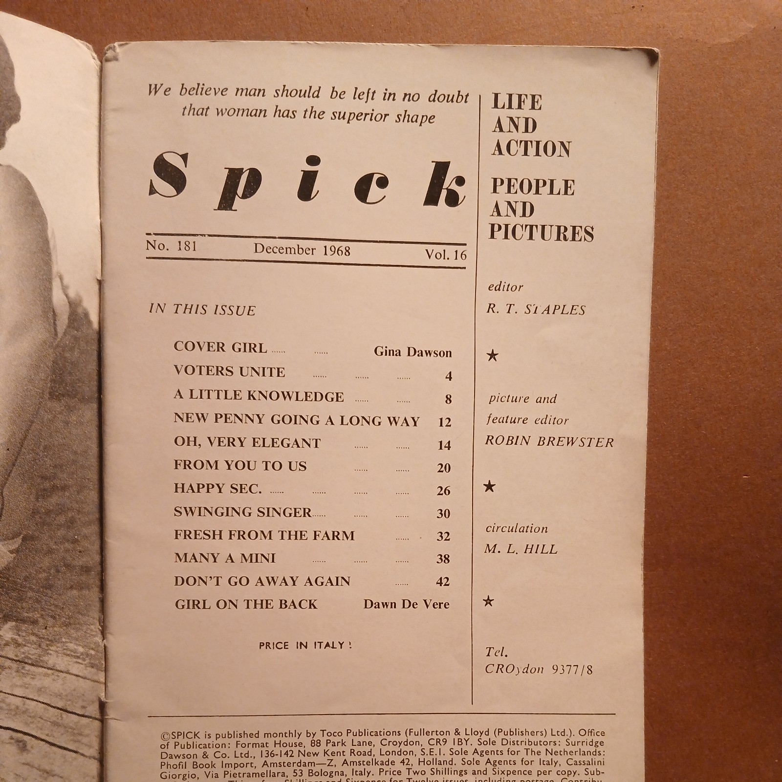 spick Vintage Magazines Non Full Nudity issues number 181