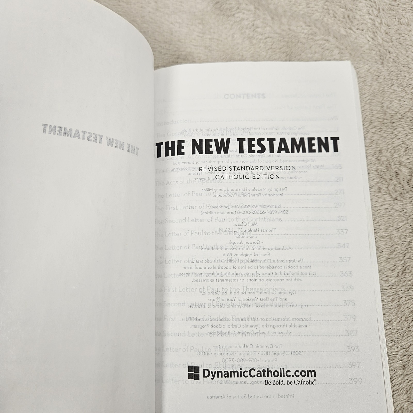 The New Testament Revised Standard Version Catholic Edition 2018 Paperback