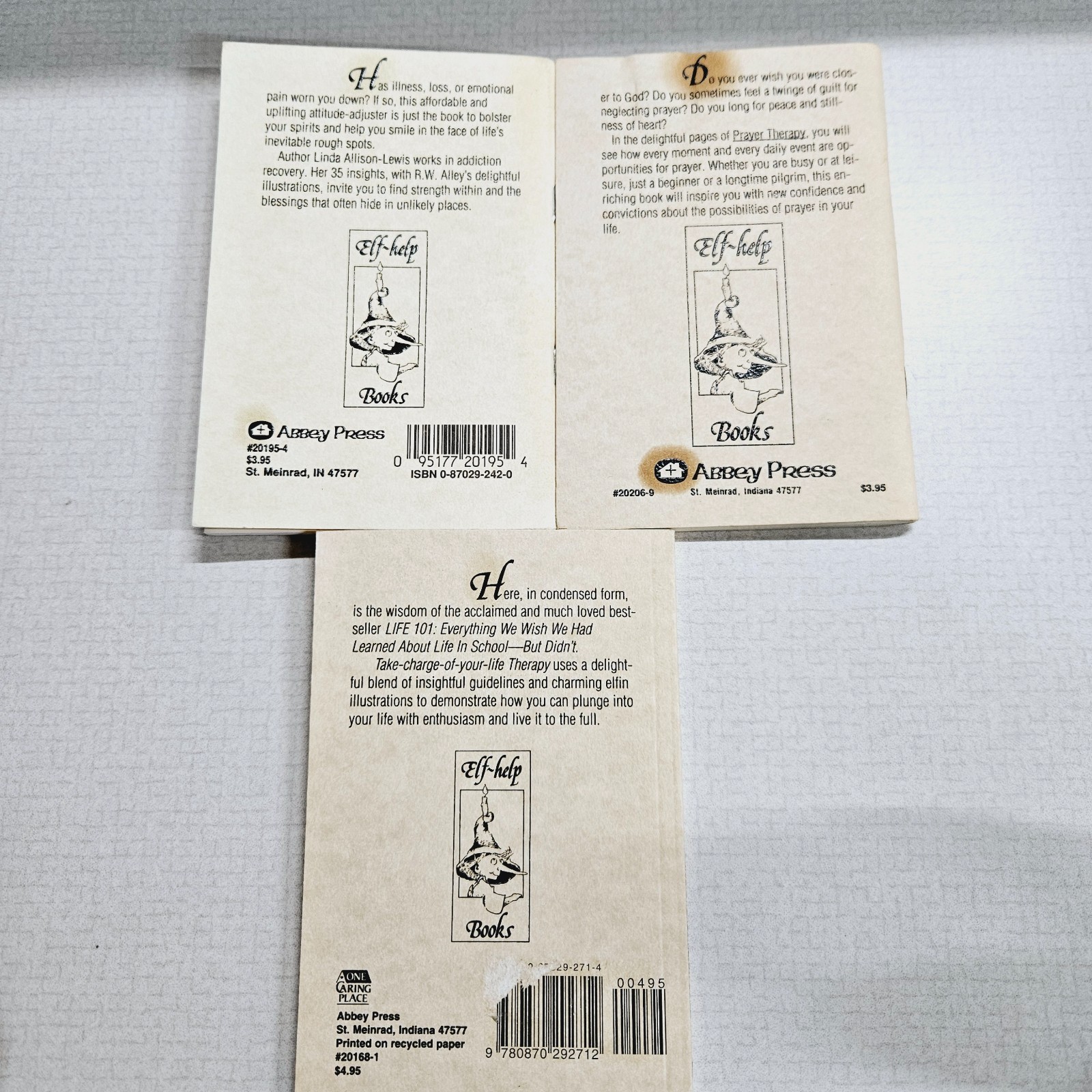 Lot of (3) Therapy Elf Self Help Mini Books – Alley – Prayer, Keeping Up Spirits