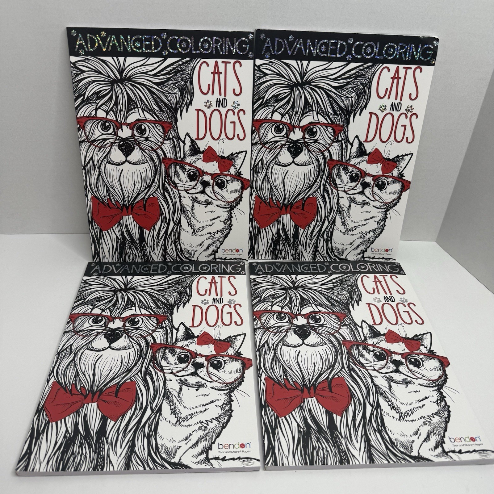 Bendon Advanced Coloring Cats & Dogs Adult Coloring Books Lot of 4