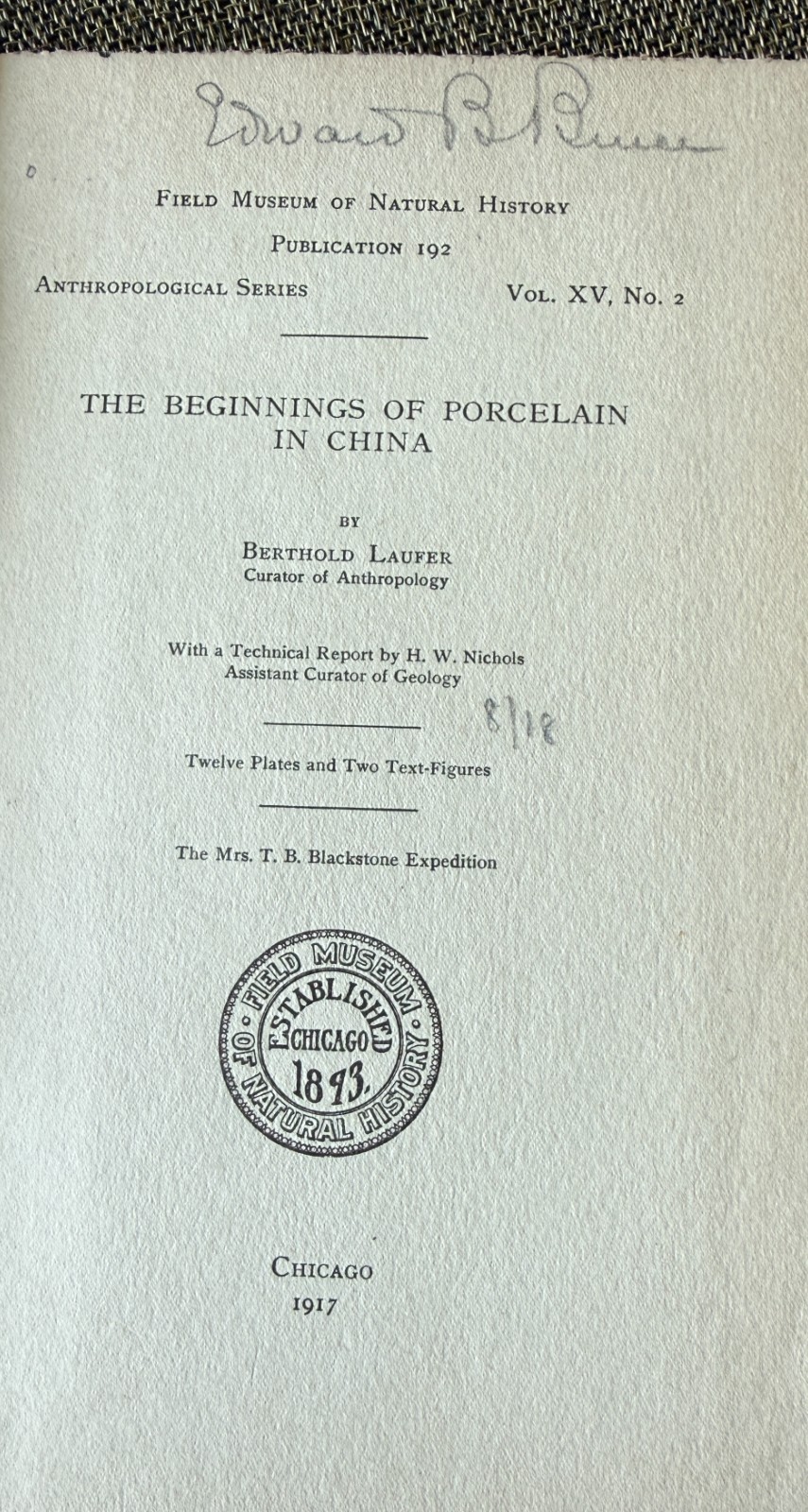 The beg. of Porcelain in china Fogg Art Museum Harvard University 1917