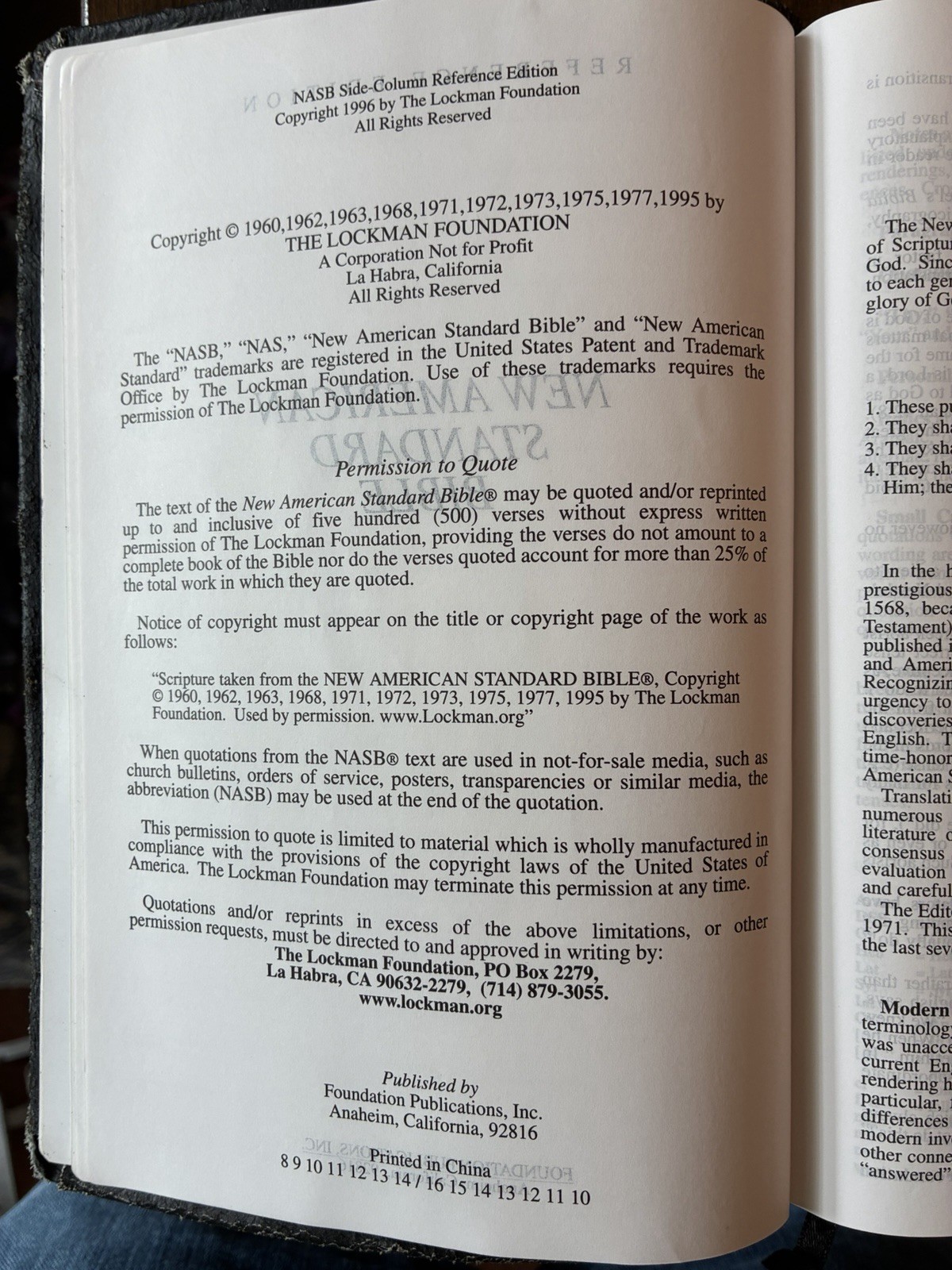NASB 1995 Side-Column Reference Bible Genuine Leather Black Lockman Foundation