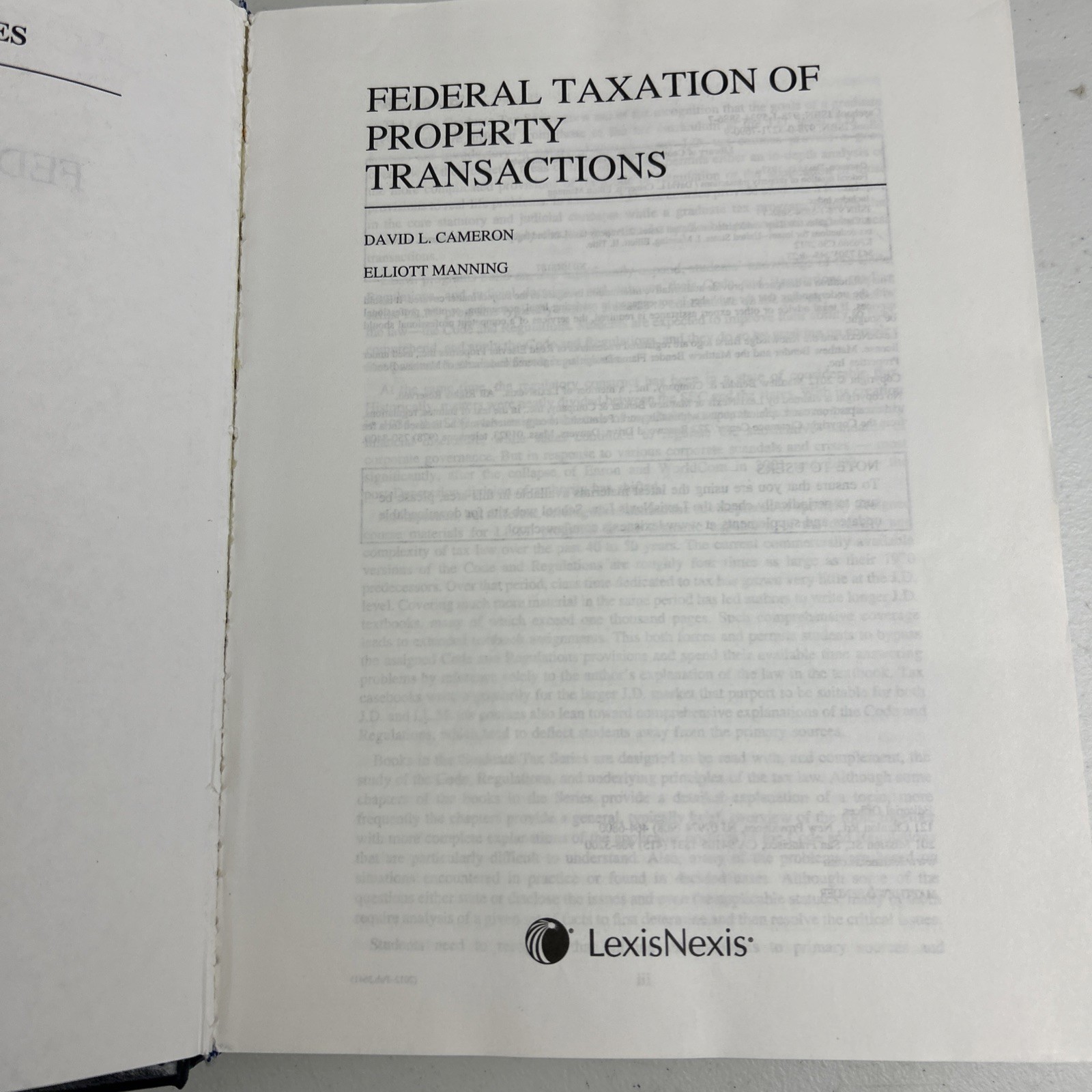 Federal Taxation of Property Transactions (Graduate Tax Series) 1st Edition HC