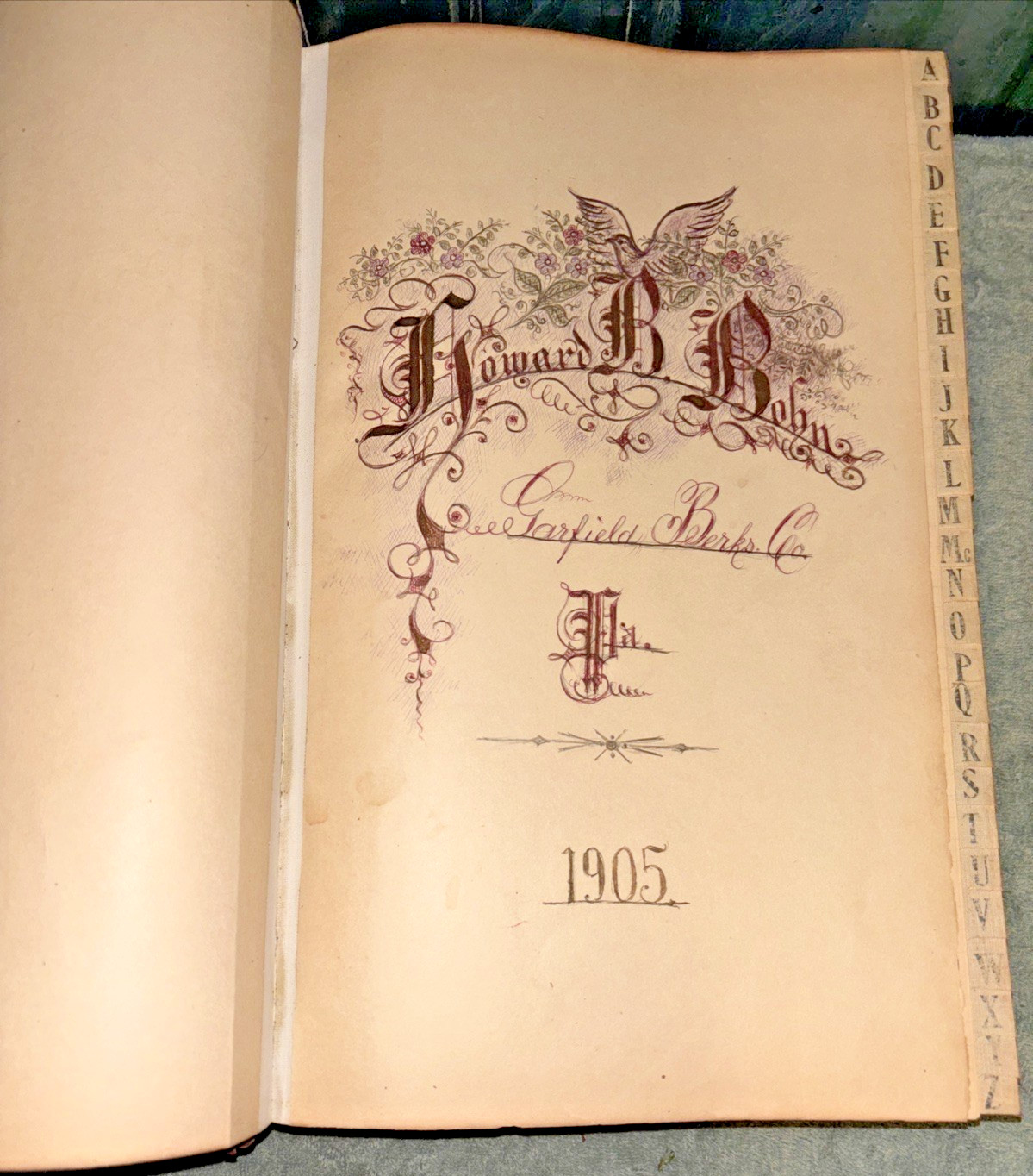 Huge Antique 1905 Ledger (Howard R. Rohn of Garfield, Berks Co. PA)