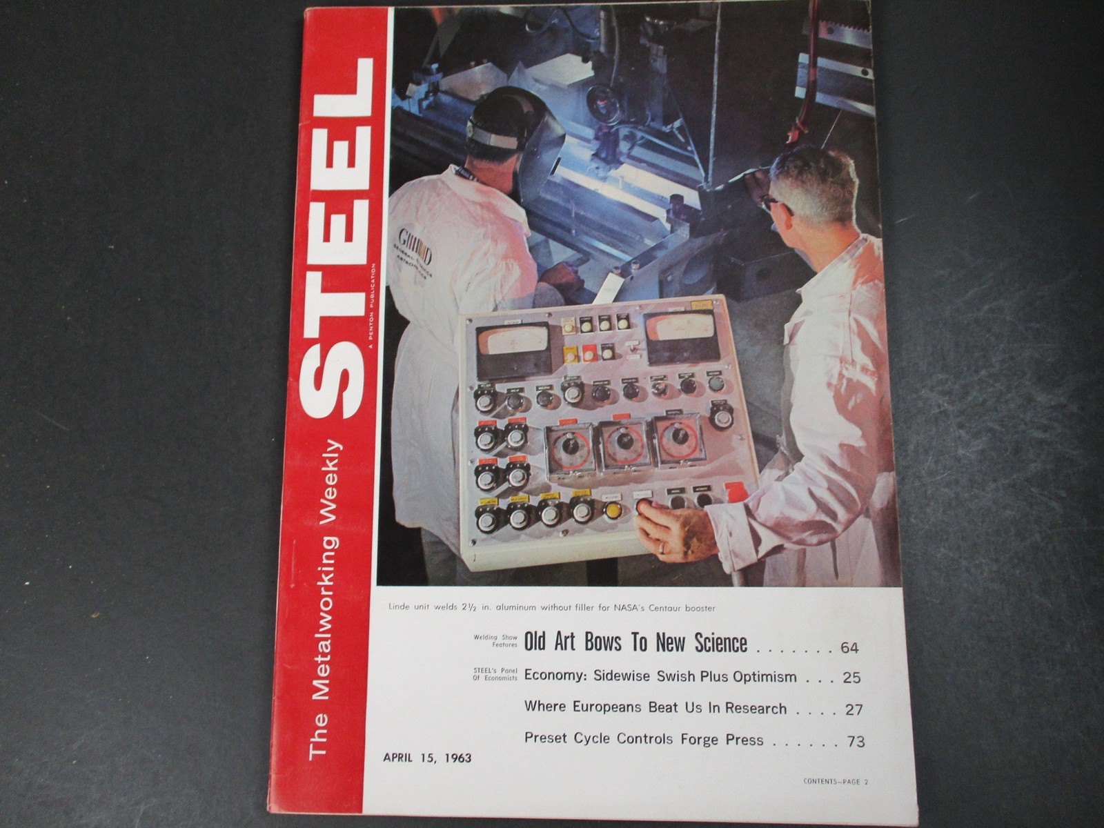 Steel Magazine April 15 1963 2.5 In. Aluminum For NASA Centaur Booster No Label
