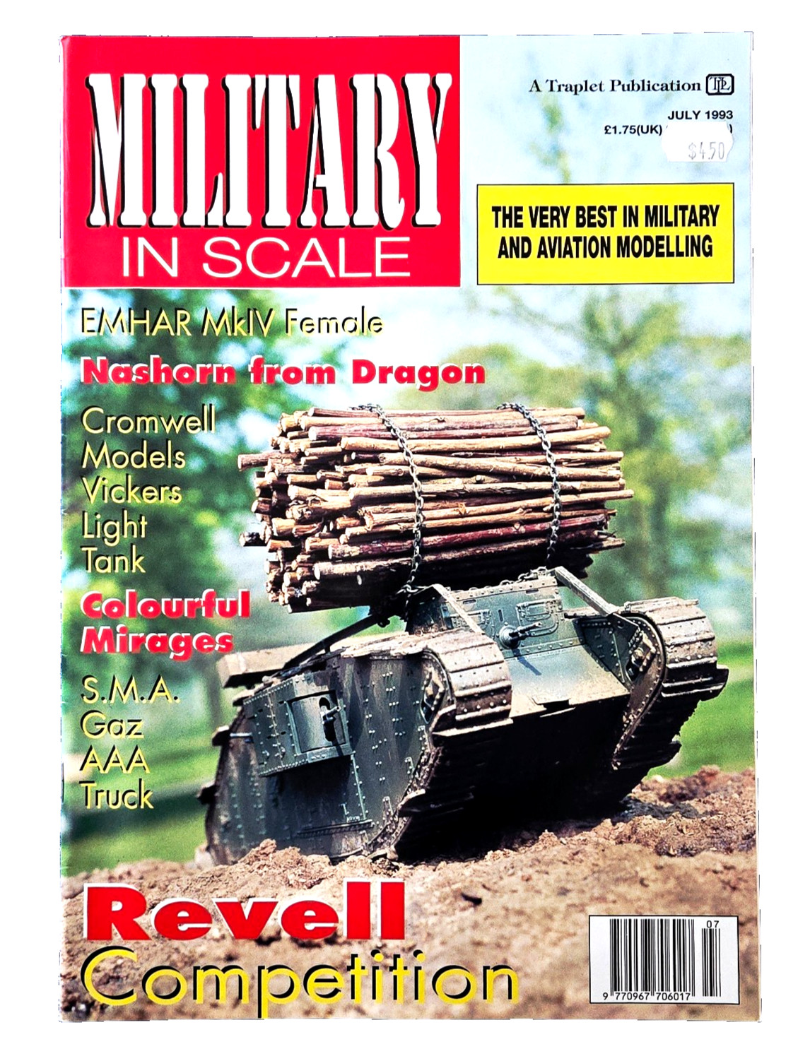 MILITARY IN SCALE REVELL COMPETITION JULY 1993 TANK MODEL MAGAZINE SHIPS FREE