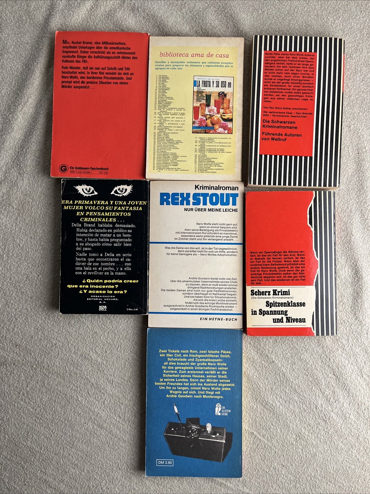 Rex Stout Nero Wolfe Paperback Foreign Language Lot Of 7 – German / Spanish