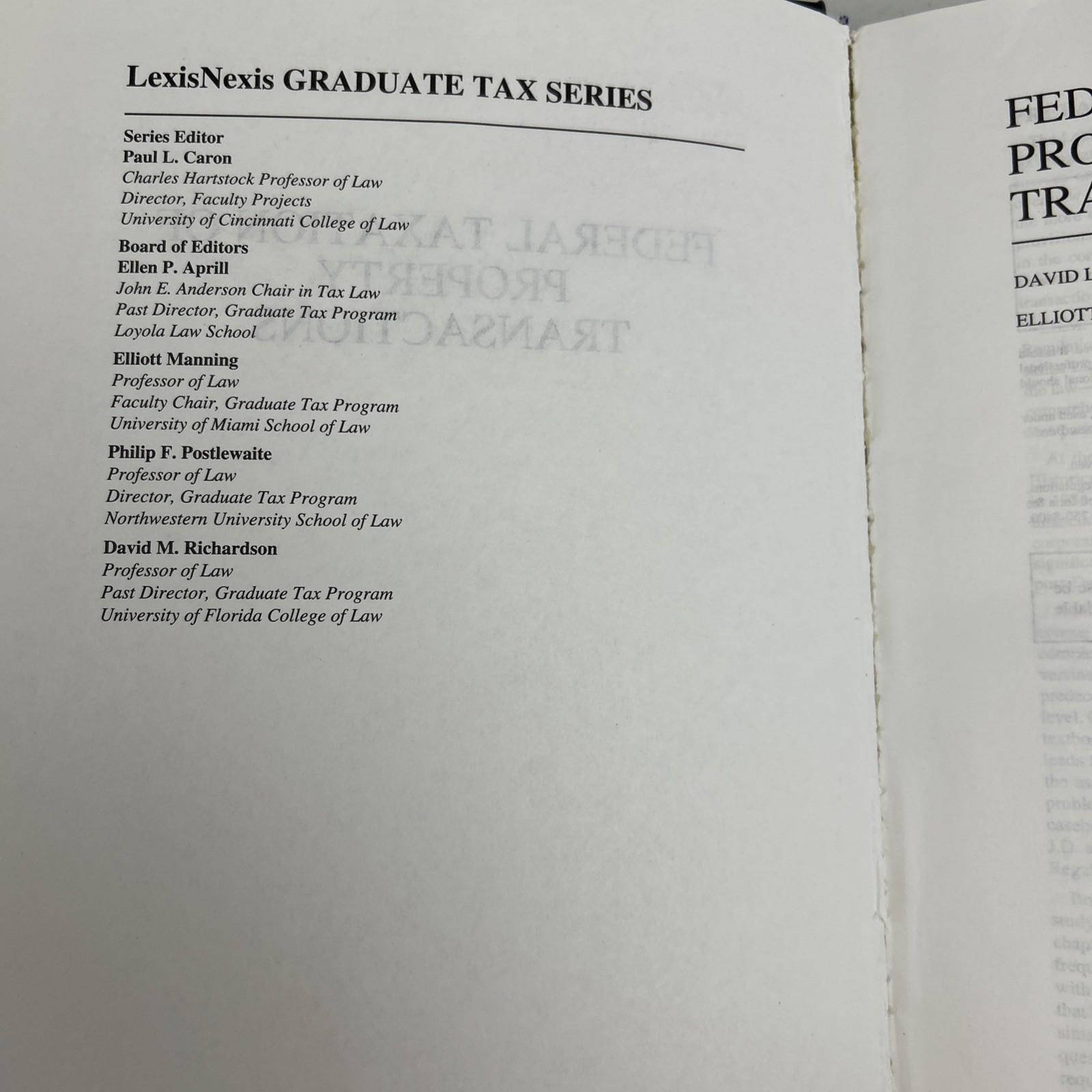 Federal Taxation of Property Transactions (Graduate Tax Series) 1st Edition HC
