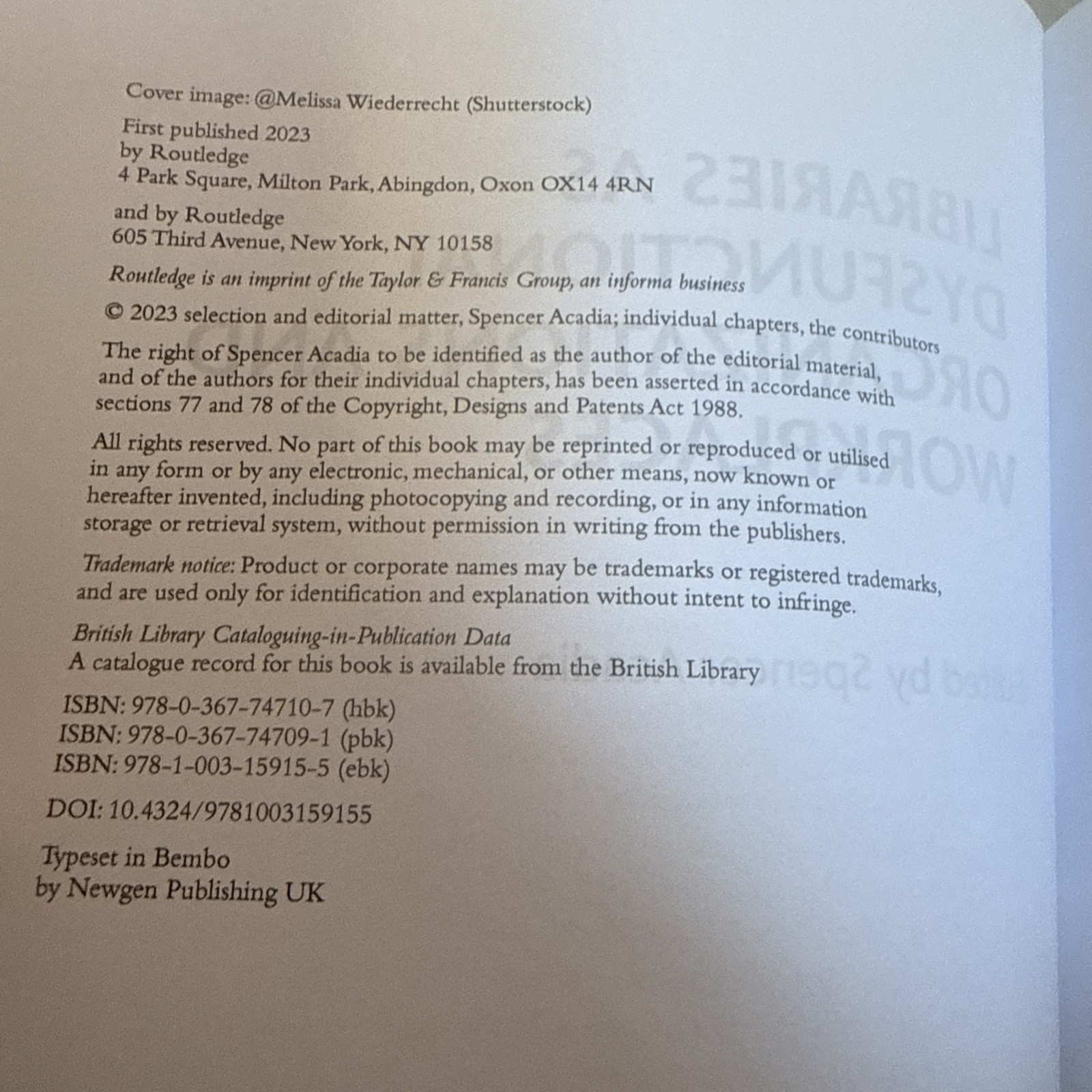 Libraries as Dysfunctional Organizations and Workplaces Spencer A