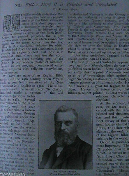 Holy Bible How Printed Circulated Frowde Printing Press Old Antique Article 1894