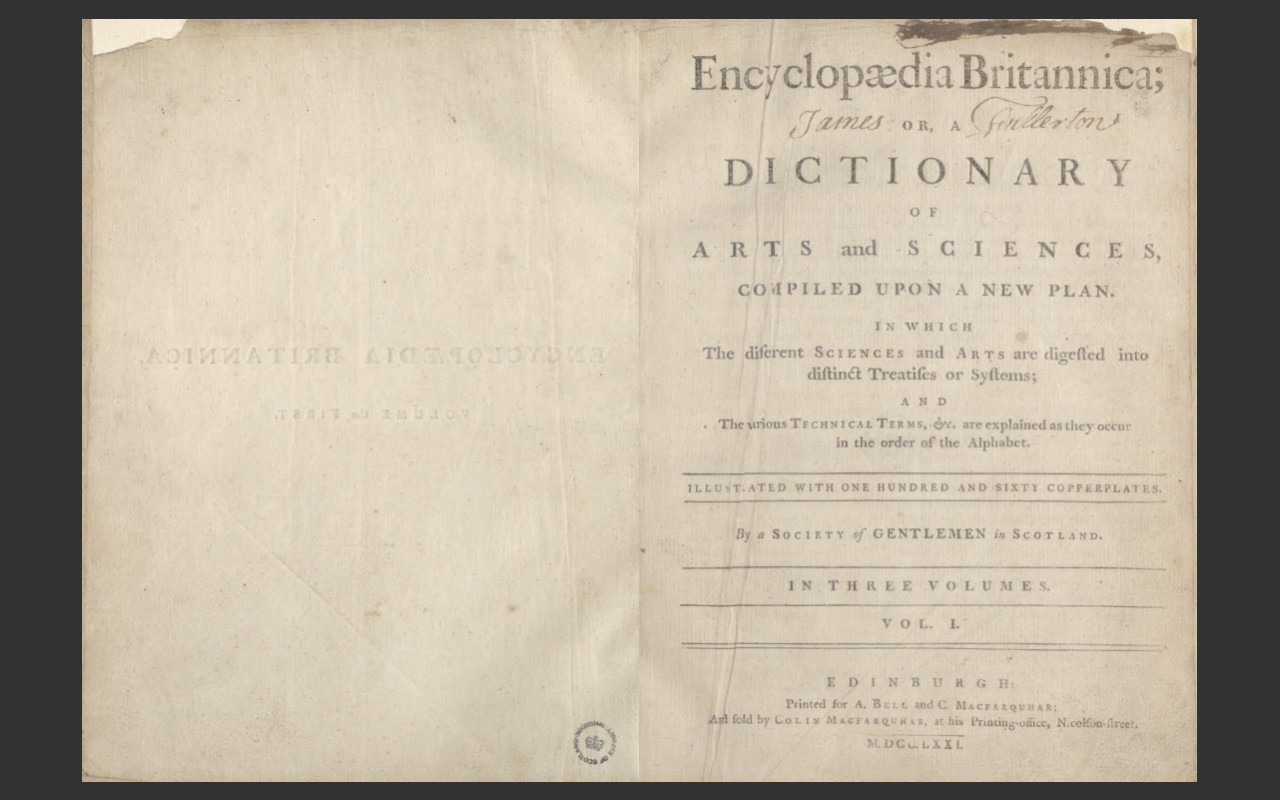 ENCYCLOPEDIA BRITANNICA 1771 FIRST 1ST EDITION (ALL 3 Volumes) E-Book Set on CD